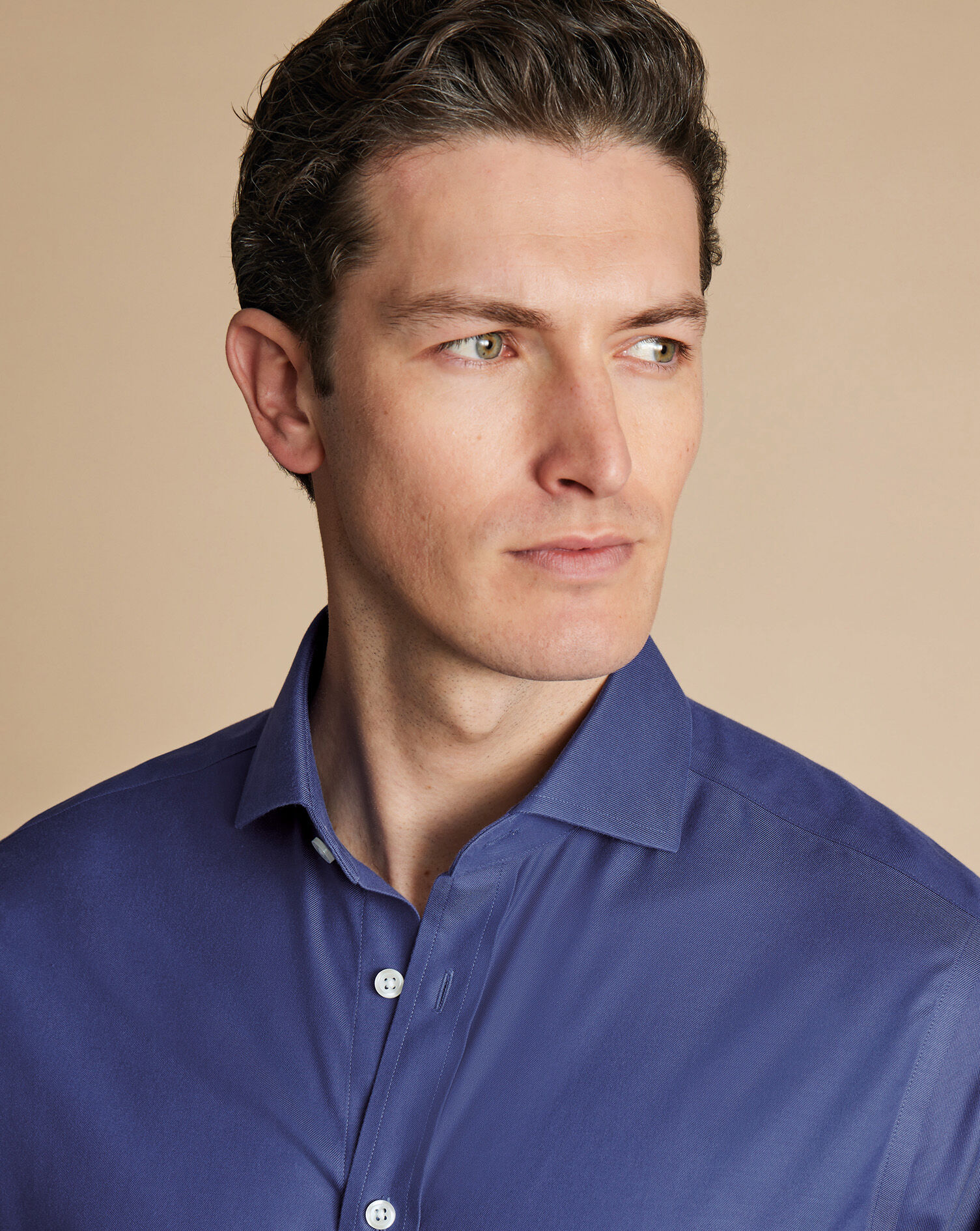 Spread Collar Non-Iron Twill Shirt - Cobalt Blue