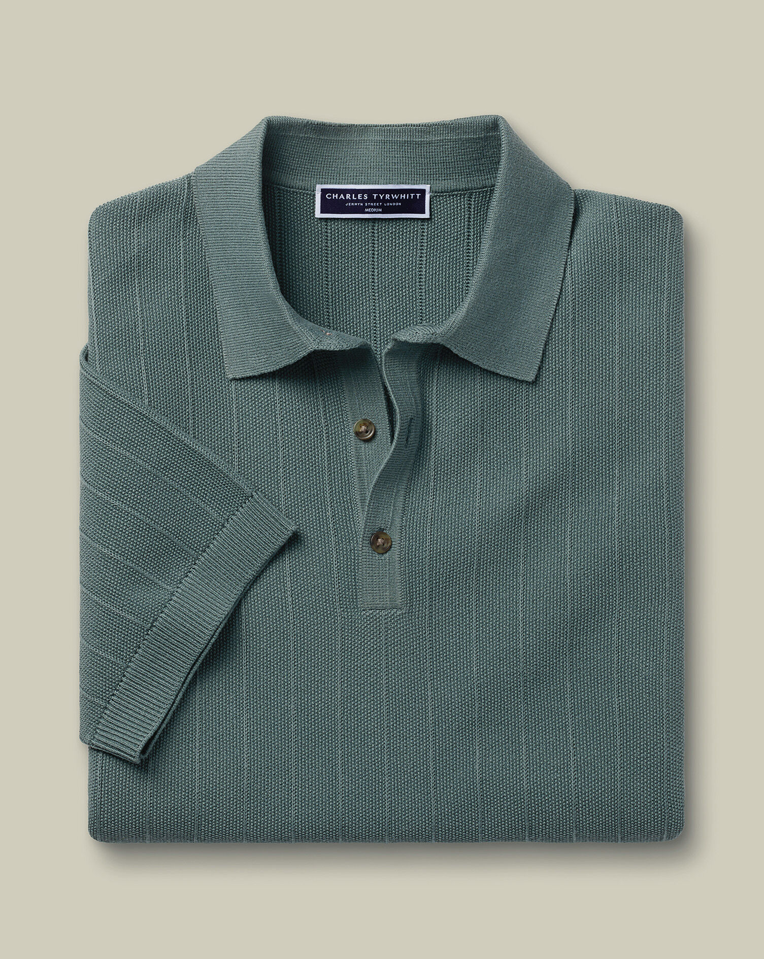 Cotton Textured Knitted Polo - Teal