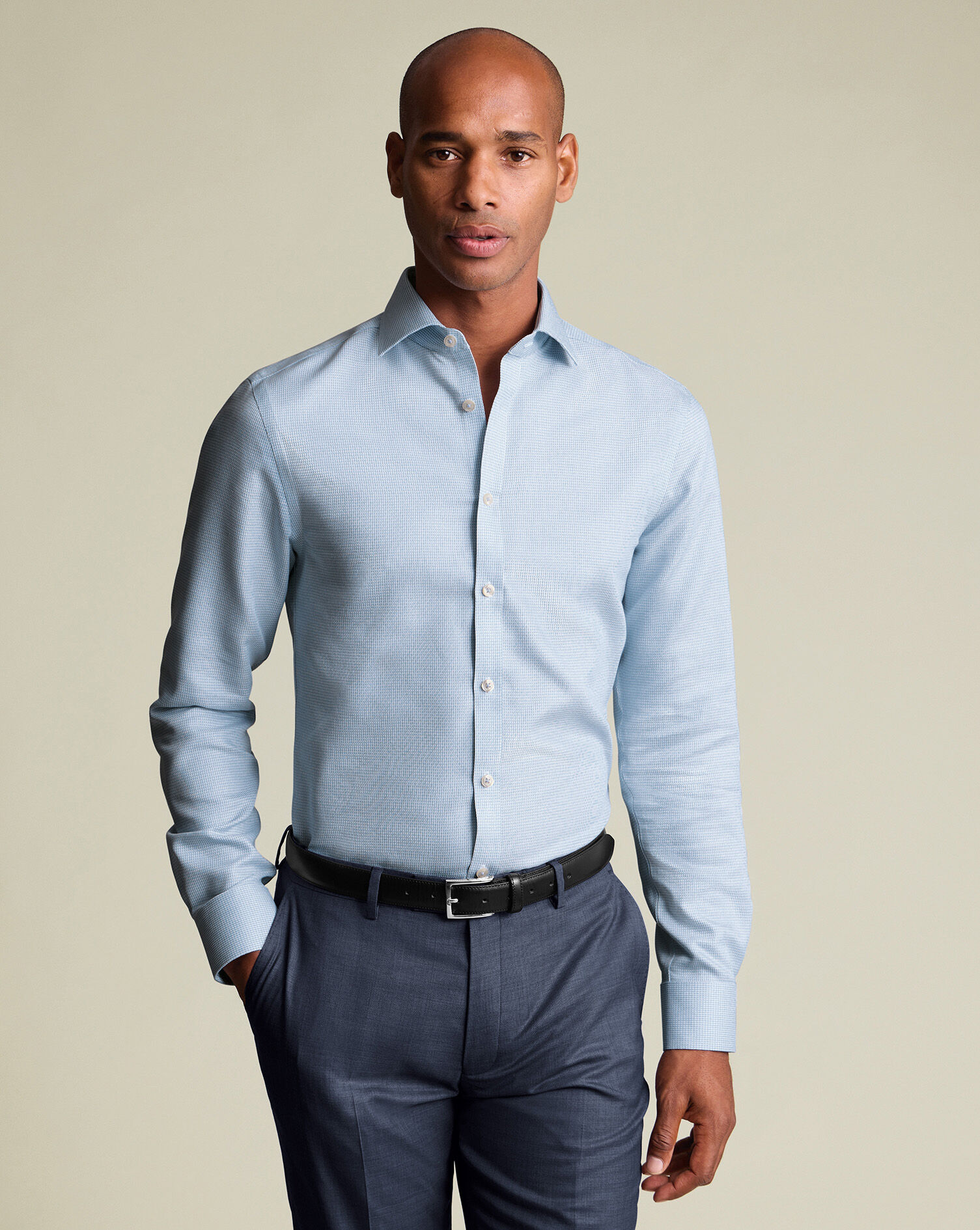 Non-Iron Stretch Burlington Weave Shirt - Sky Blue