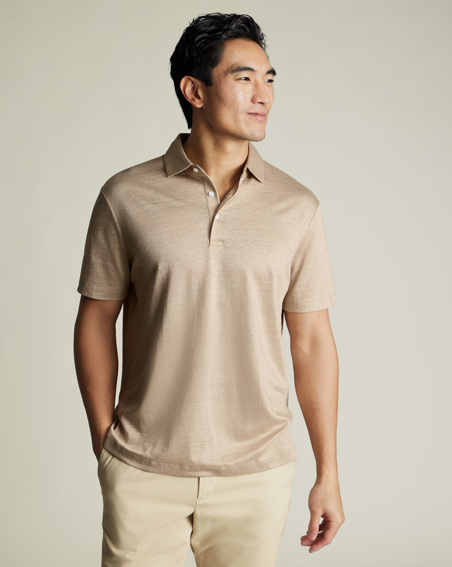 Pure Linen Polo - Oatmeal
