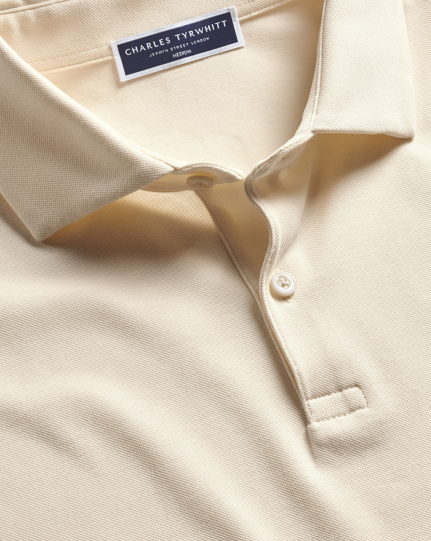 Long Sleeve Smart Pique Polo - Cream