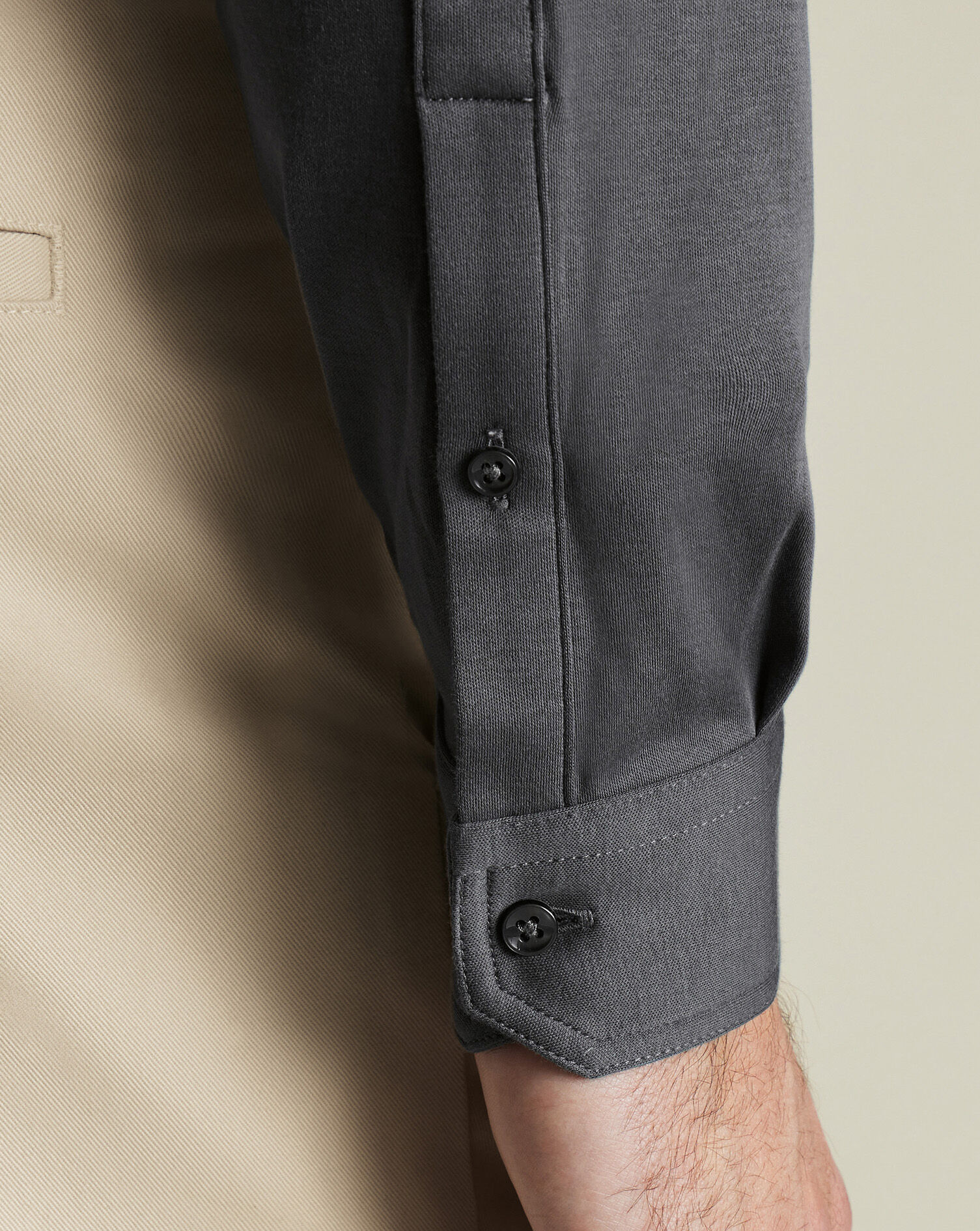 Long Sleeve Jersey Polo - Graphite Gray