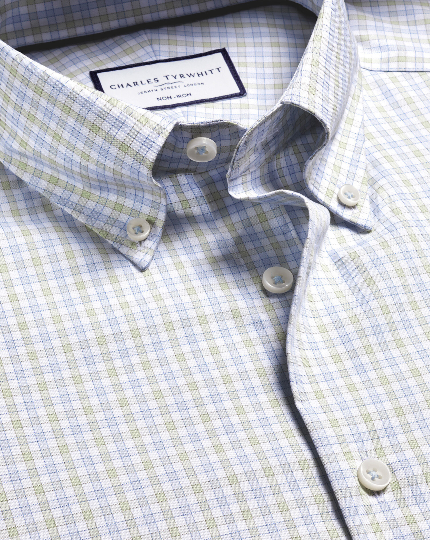 Button-Down Non-Iron Oxford Check Shirt - Green