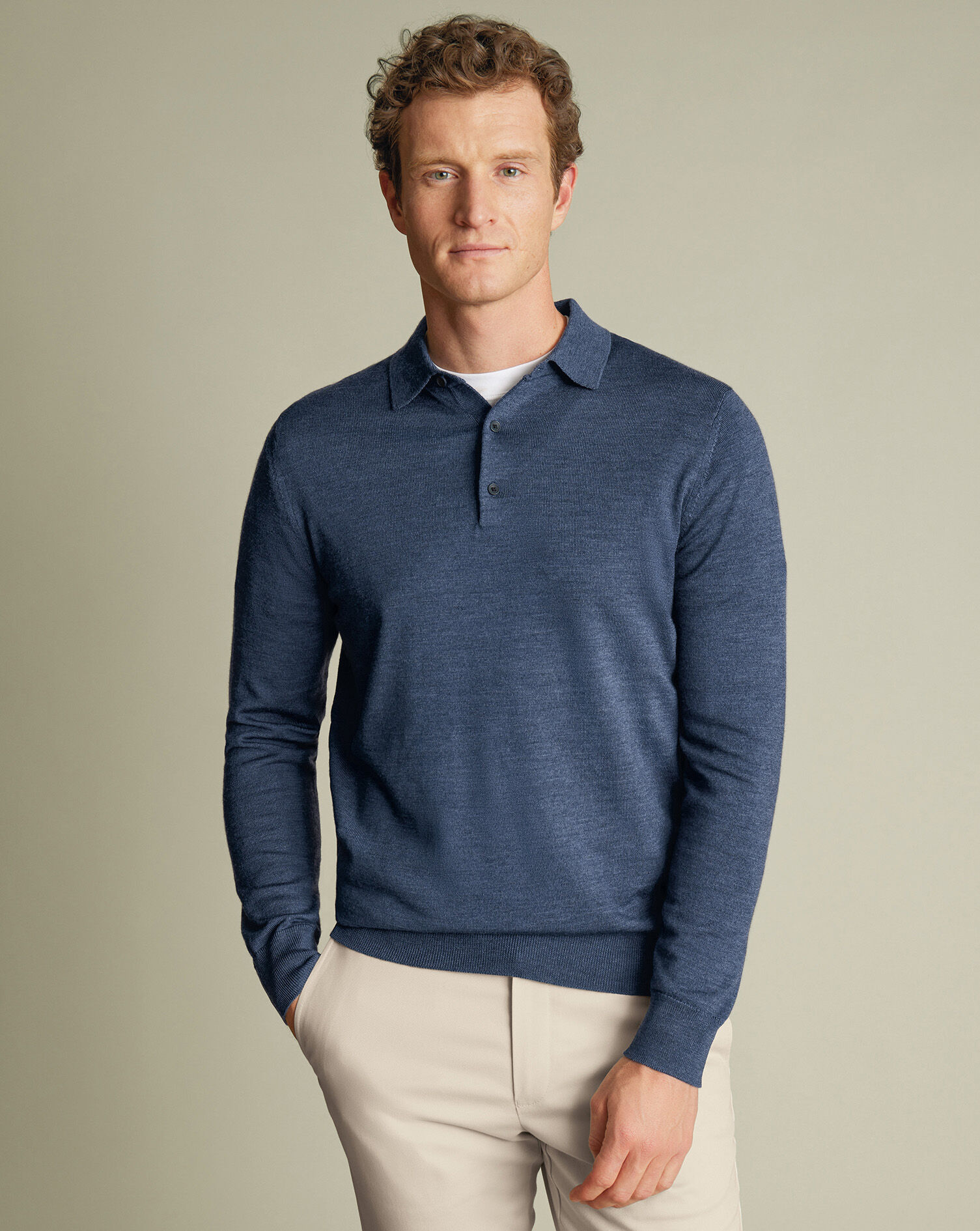 Pure Merino Knitted Polo - Indigo