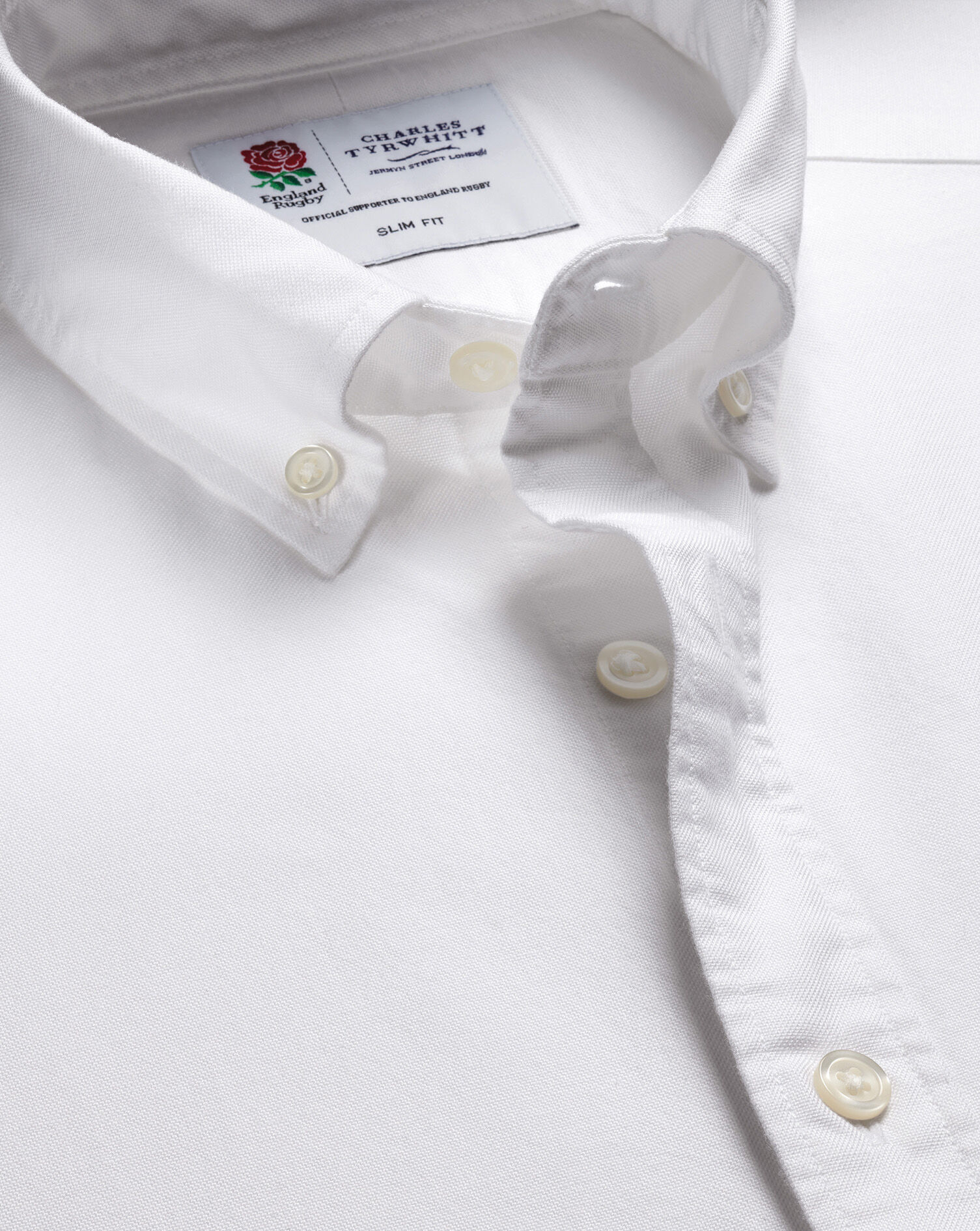 England Rugby Washed Oxford Shirt - White
