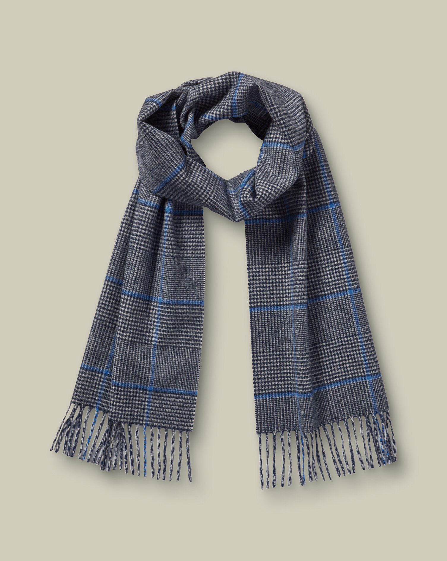 Cashmere Check Scarf - Light Gray