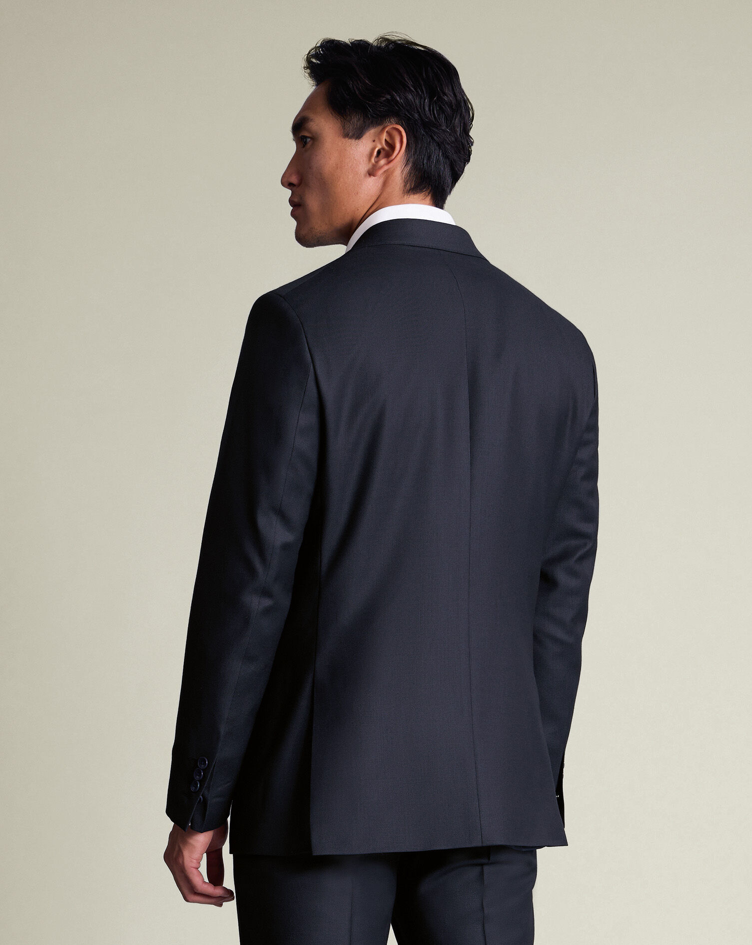 Italian Luxury Birdseye Suit Jacket - Navy