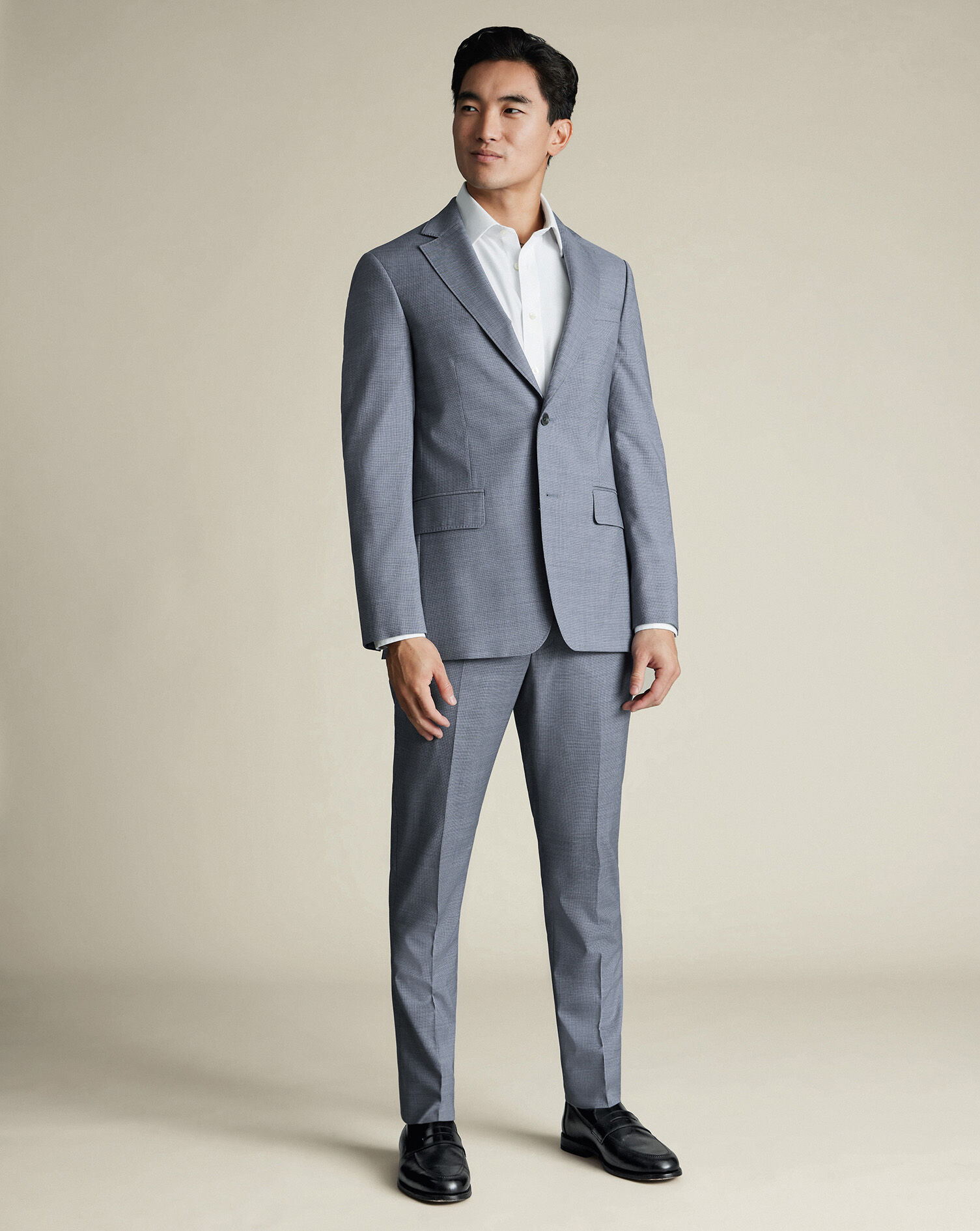 Italian Puppytooth Suit Pants - Airforce Blue