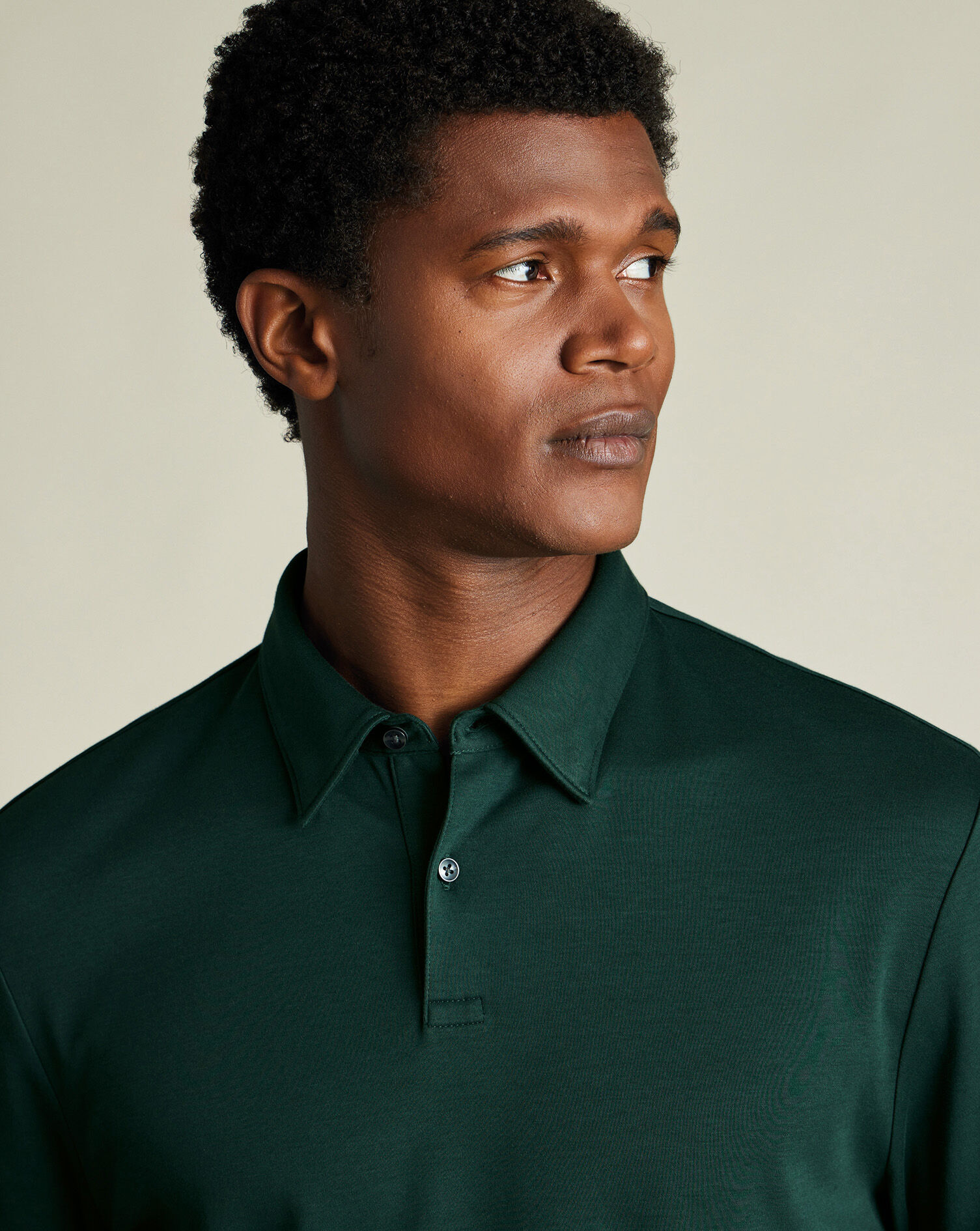 Long Sleeve Smart Jersey Polo - Dark Green