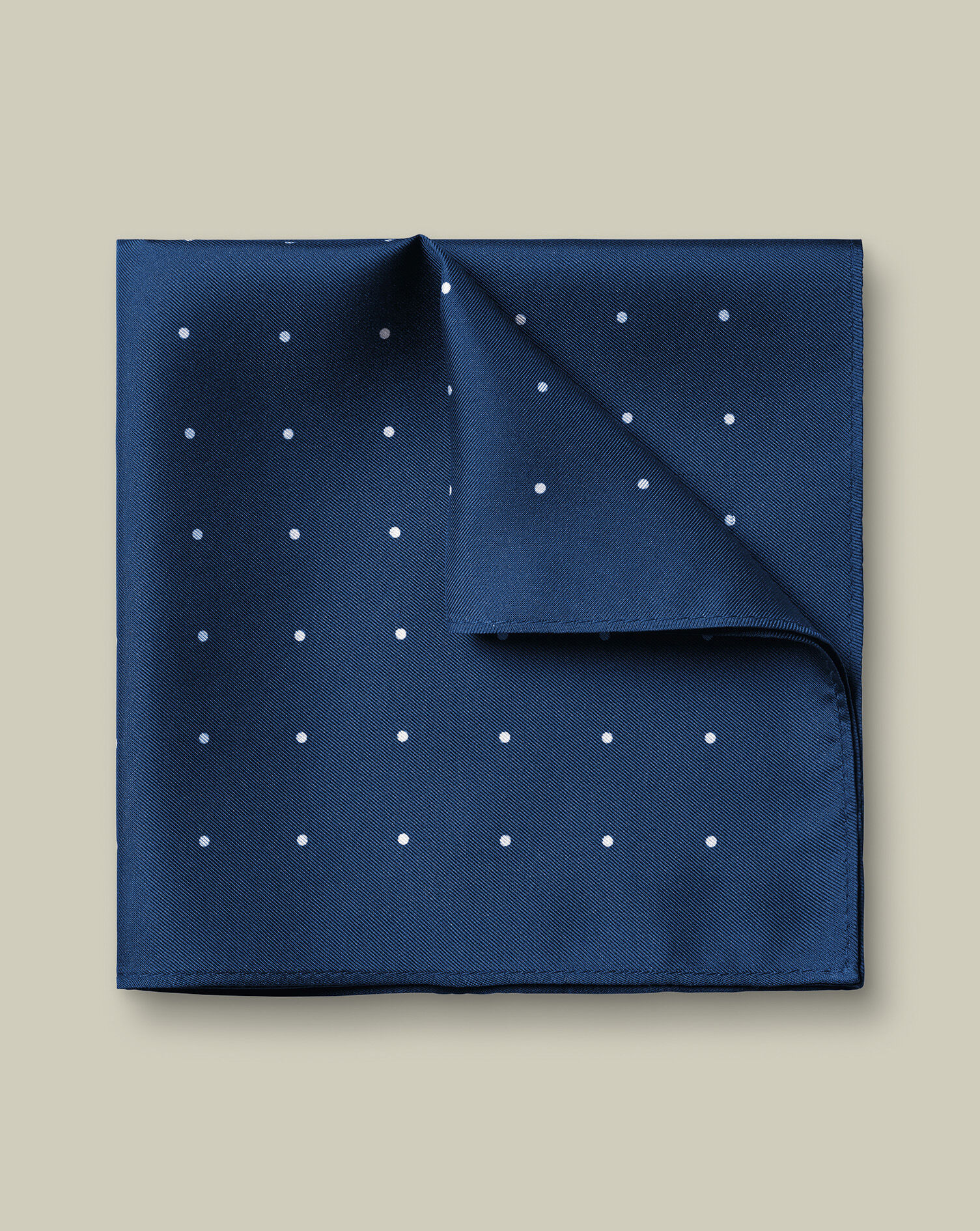 Silk Spot Pocket Square - Ink Blue & White
