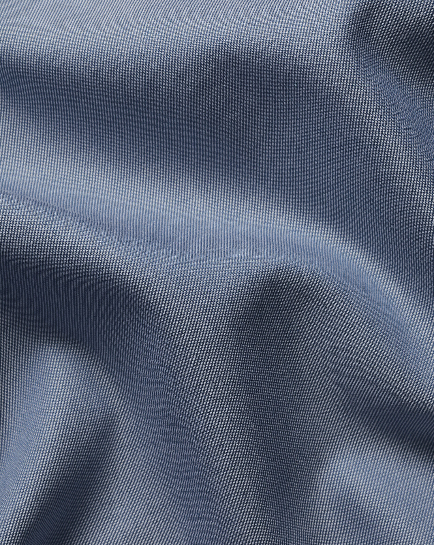 Semi-Spread Collar Twill Shirt with Printed Trim - Steel Blue