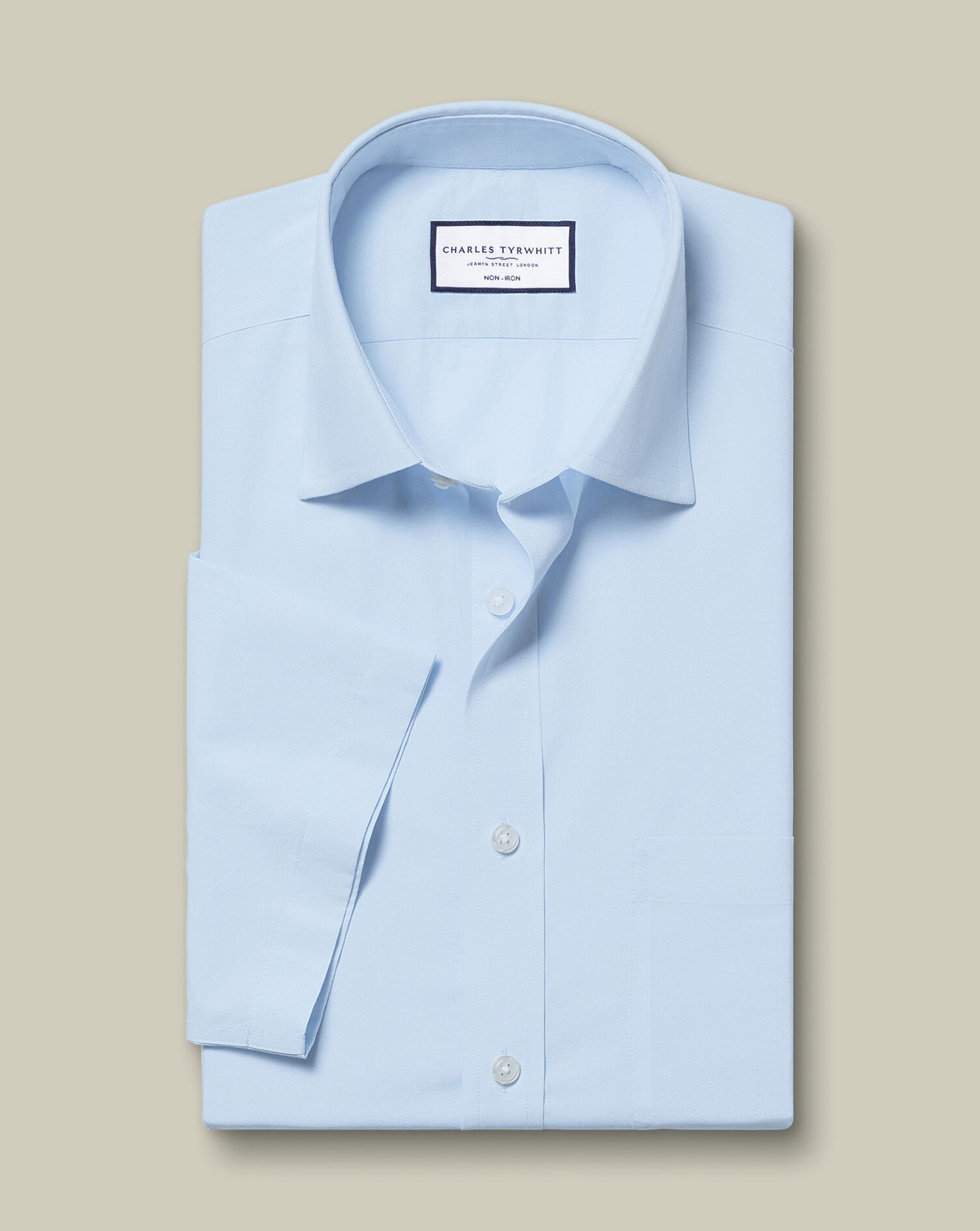 Non-Iron Poplin Short-Sleeve Shirt - Sky Blue