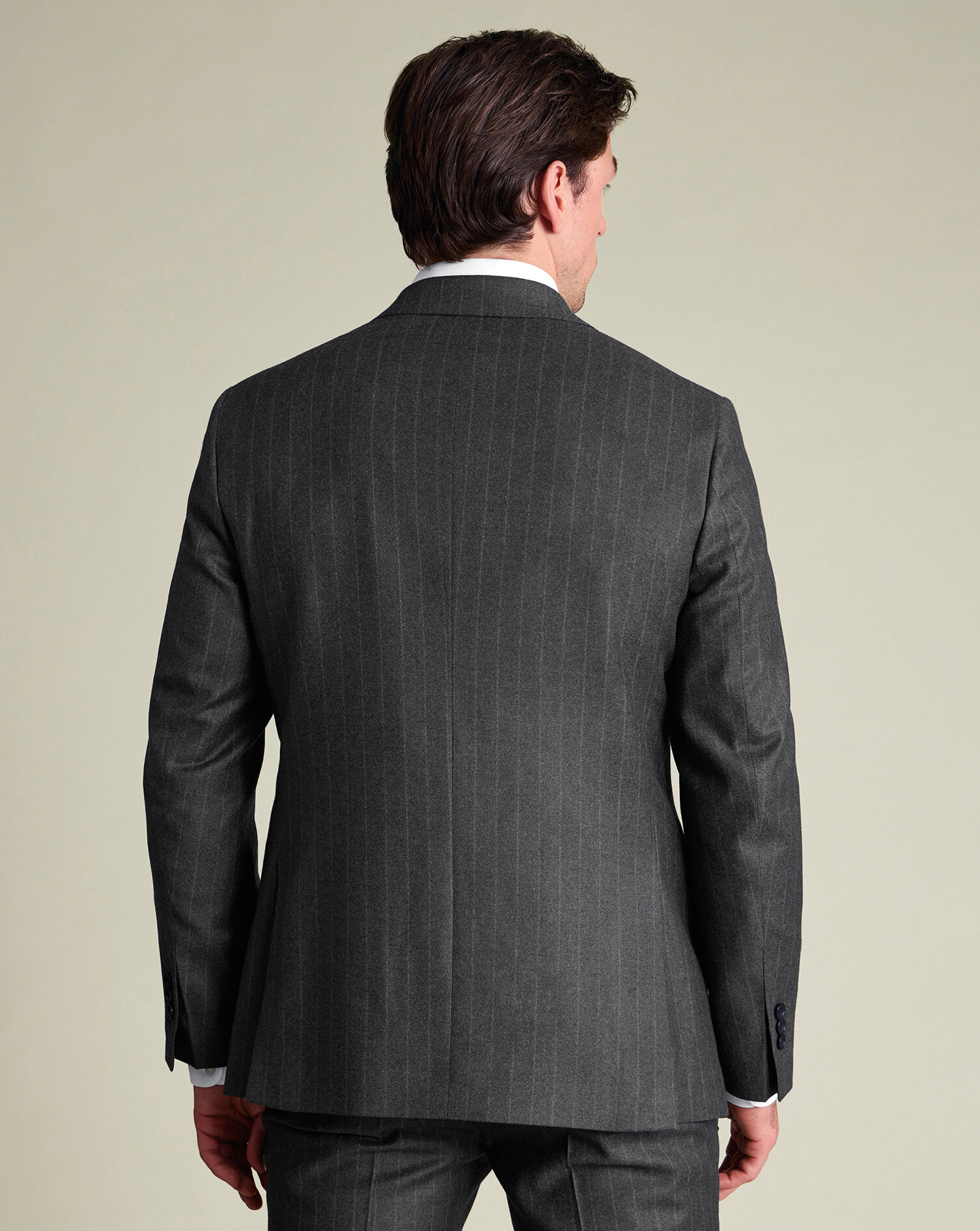 Italian Stripe Flannel Suit - Charcoal Gray