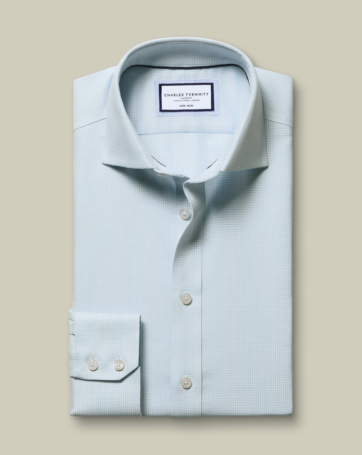 Non-Iron Stretch Burlington Weave Shirt - Aqua Green