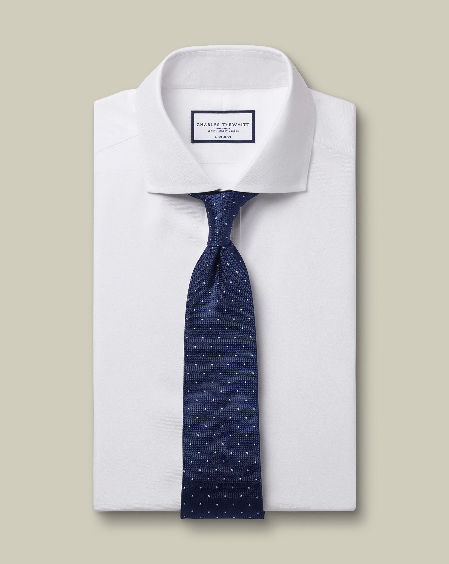 Spread Collar Non-Iron Twill Shirt - White