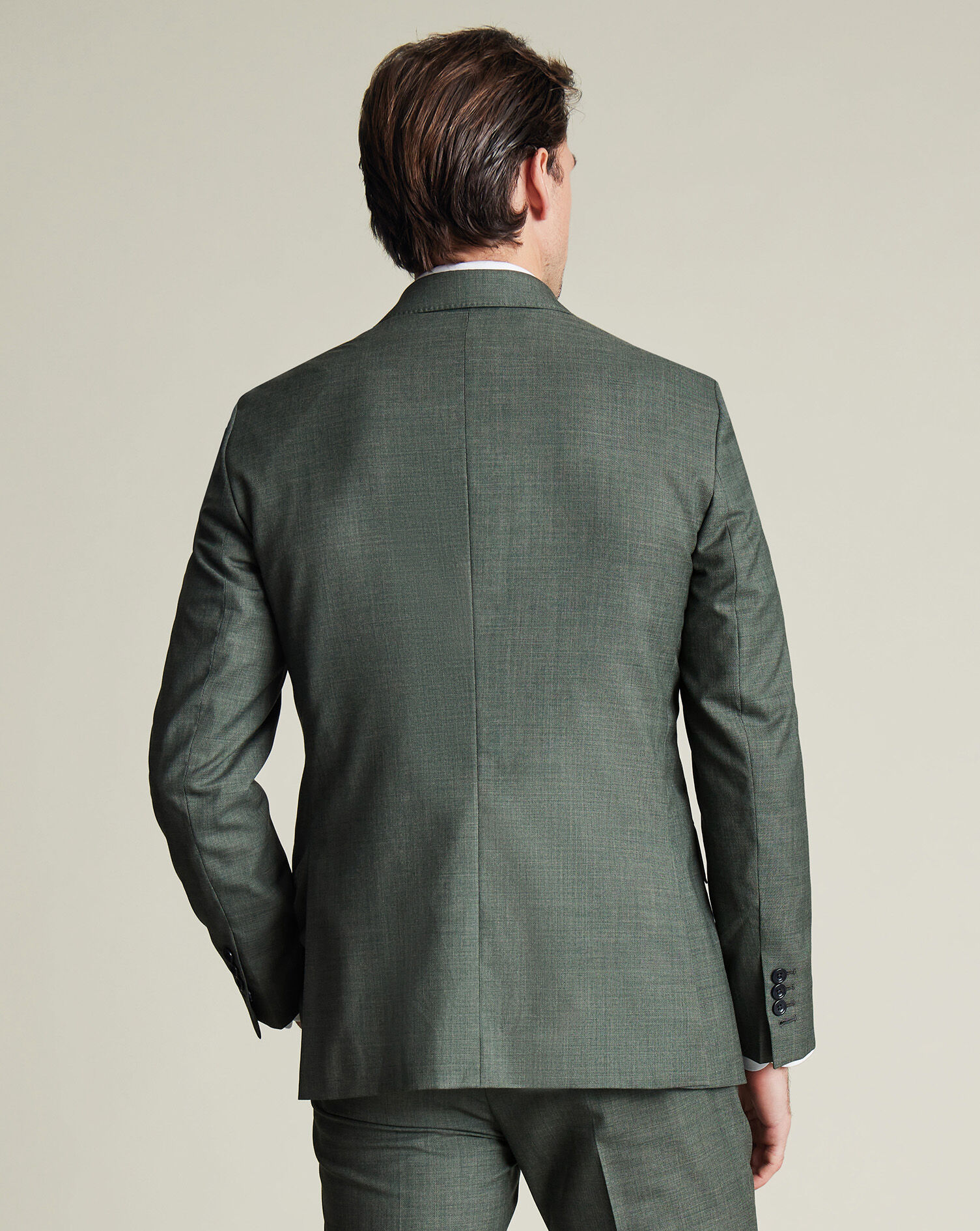 Double Breasted Ultimate Performance Sharkskin Suit - Forest Green