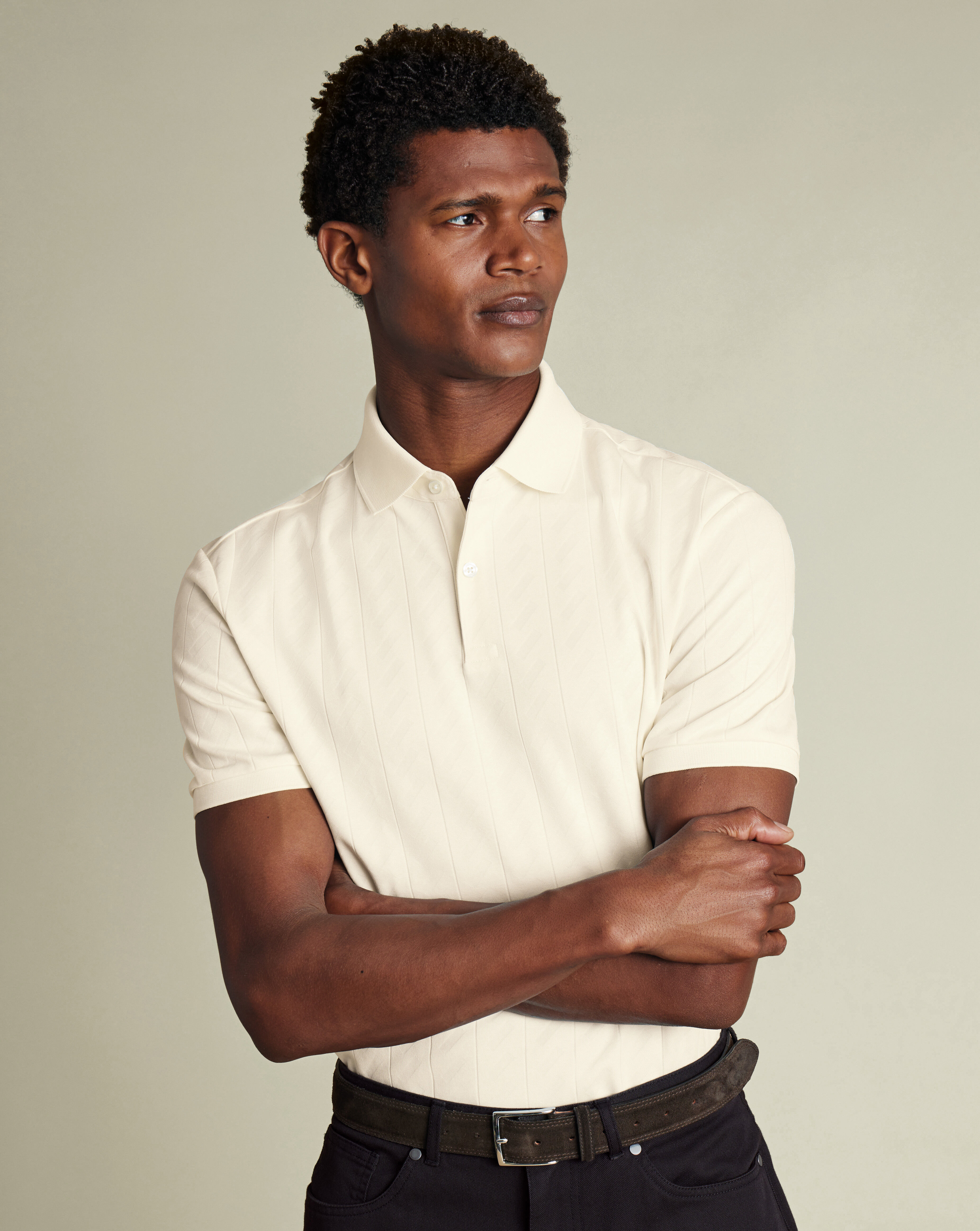 Textured Polo - Cream