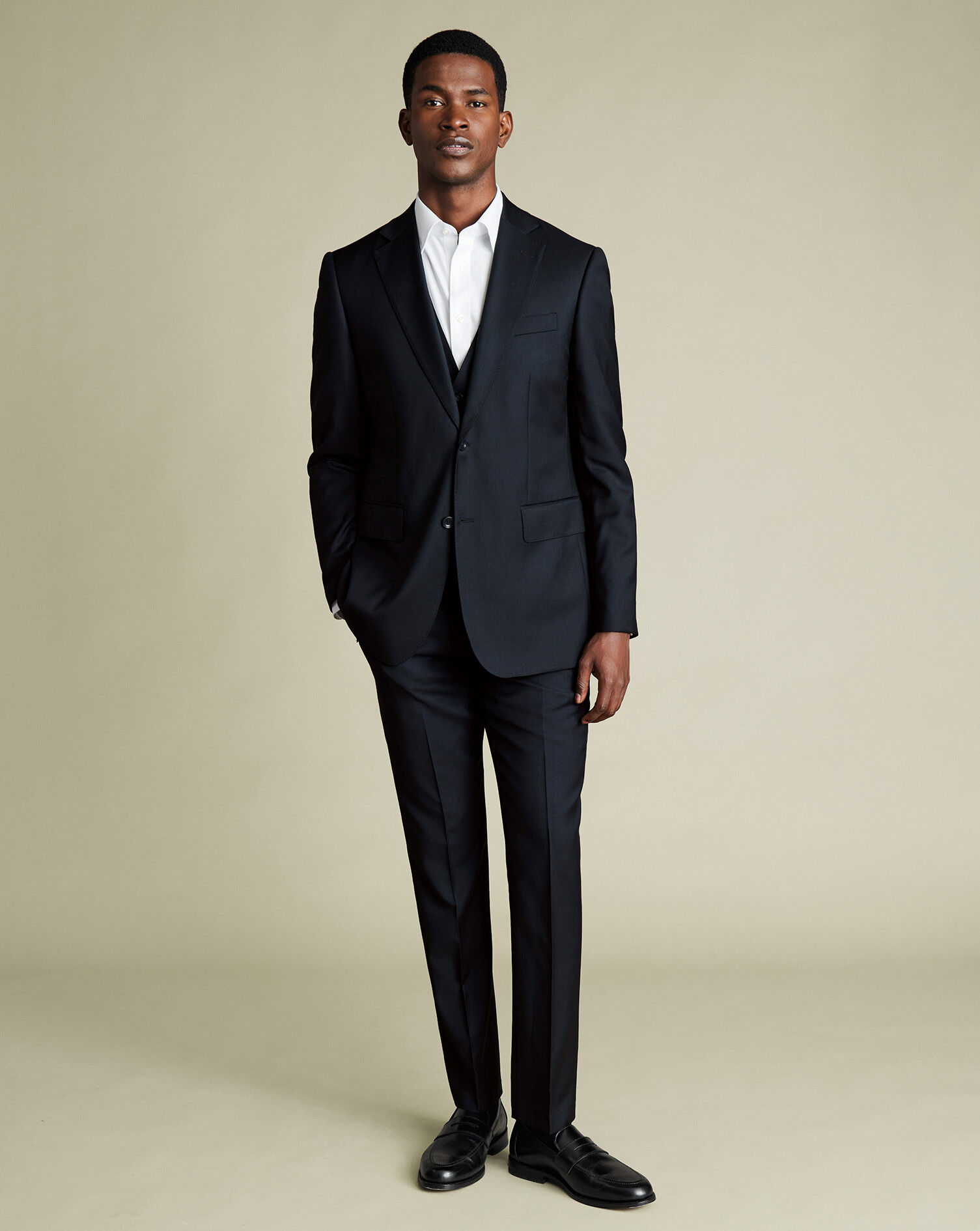 Natural Stretch Twill Vest - Navy