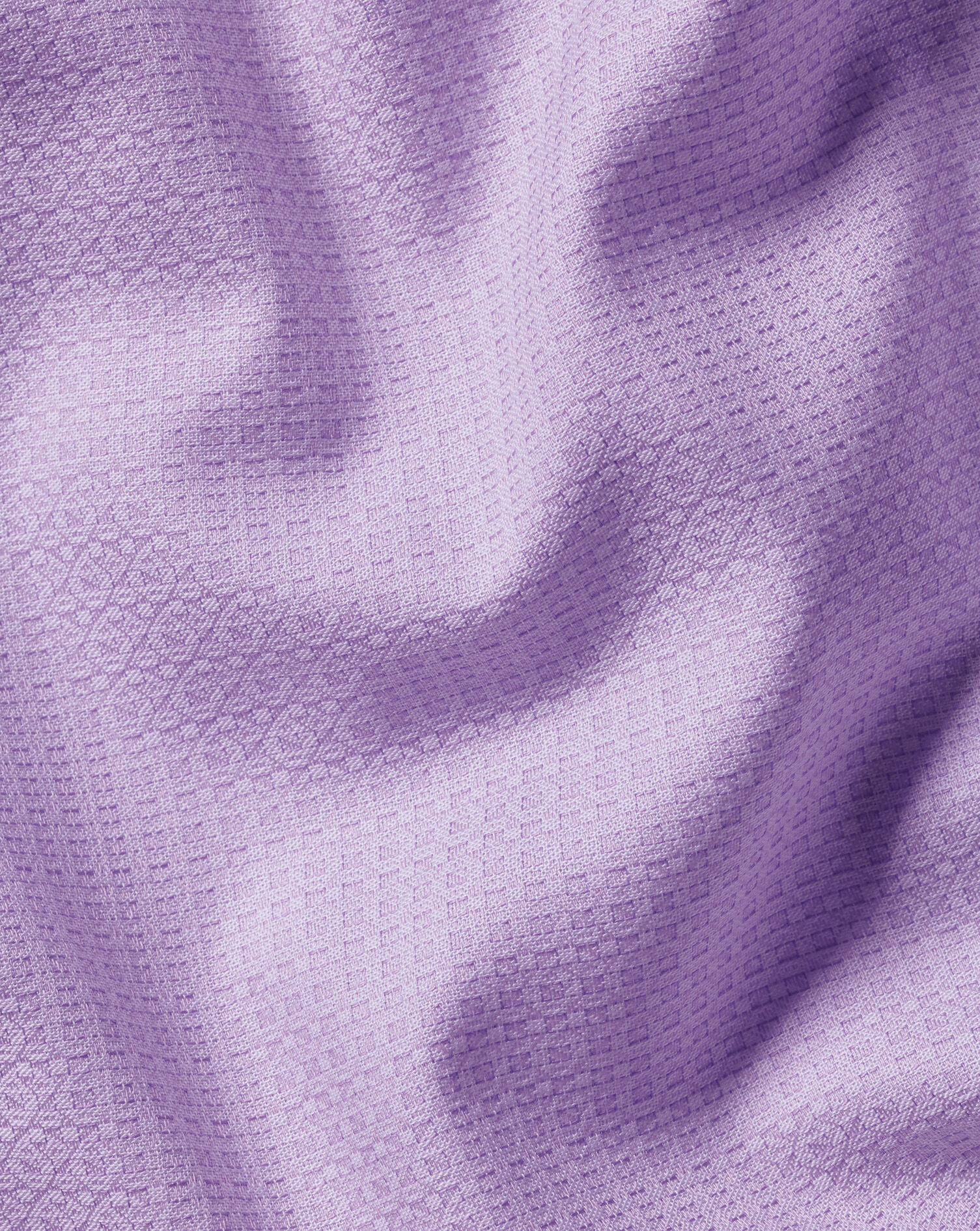 Semi-Spread Collar Non-Iron Stretch Texture Grid Shirt - Lilac Purple