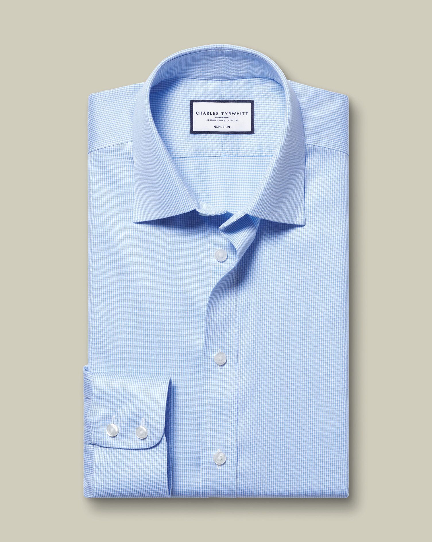 Non-Iron Puppytooth Shirt - Sky Blue