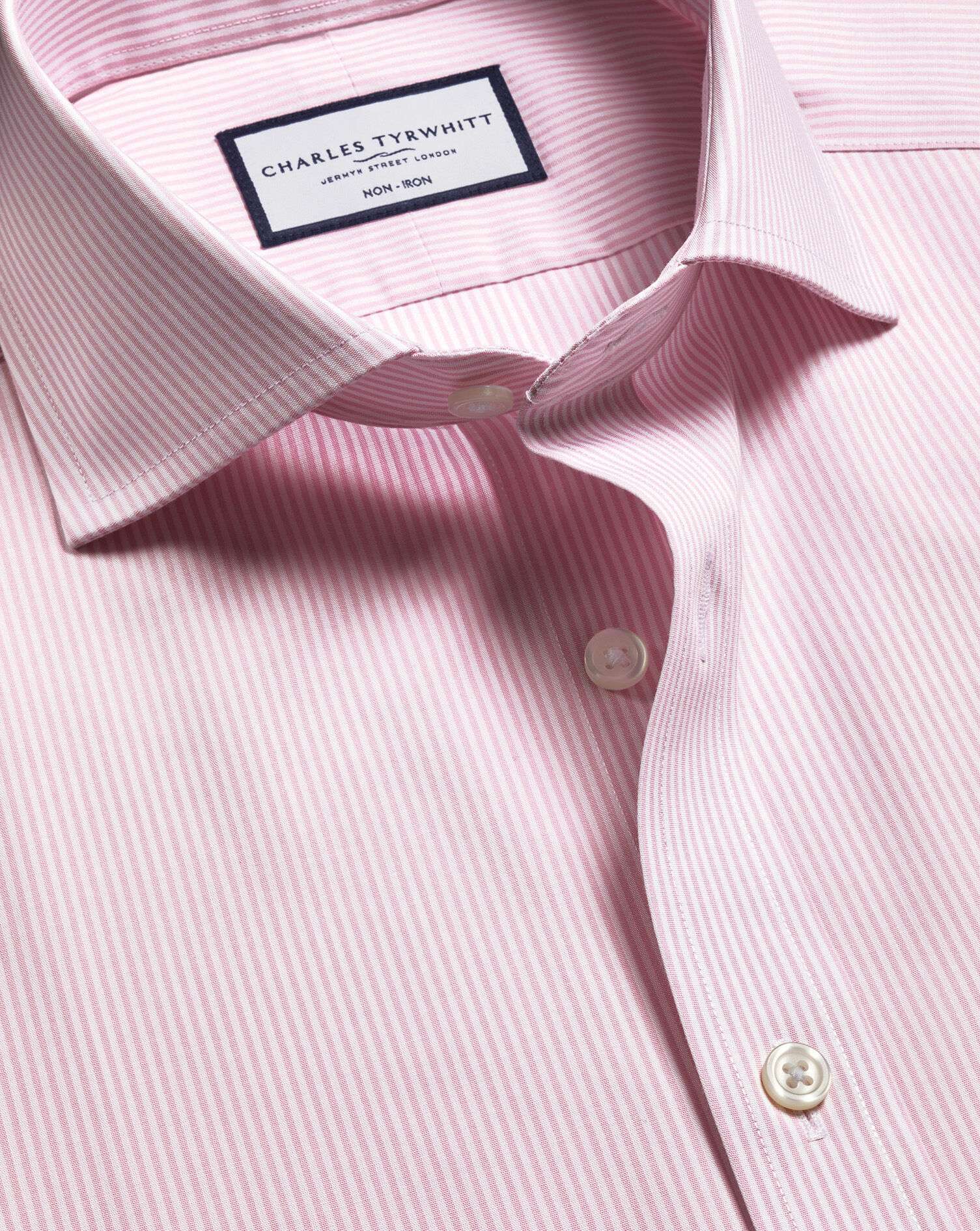 Non-Iron Poplin Bengal Stripe Shirt - Pink