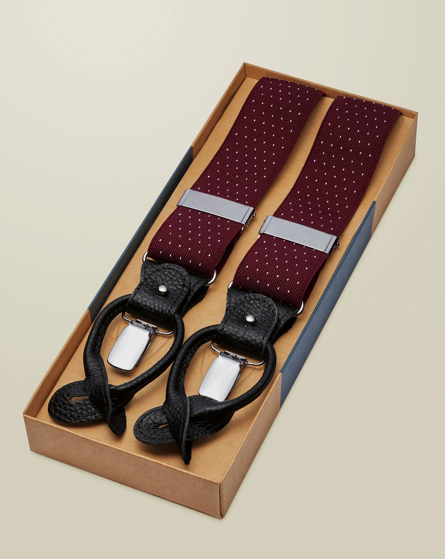 Spot Pattern Combination Suspenders - Wine Red