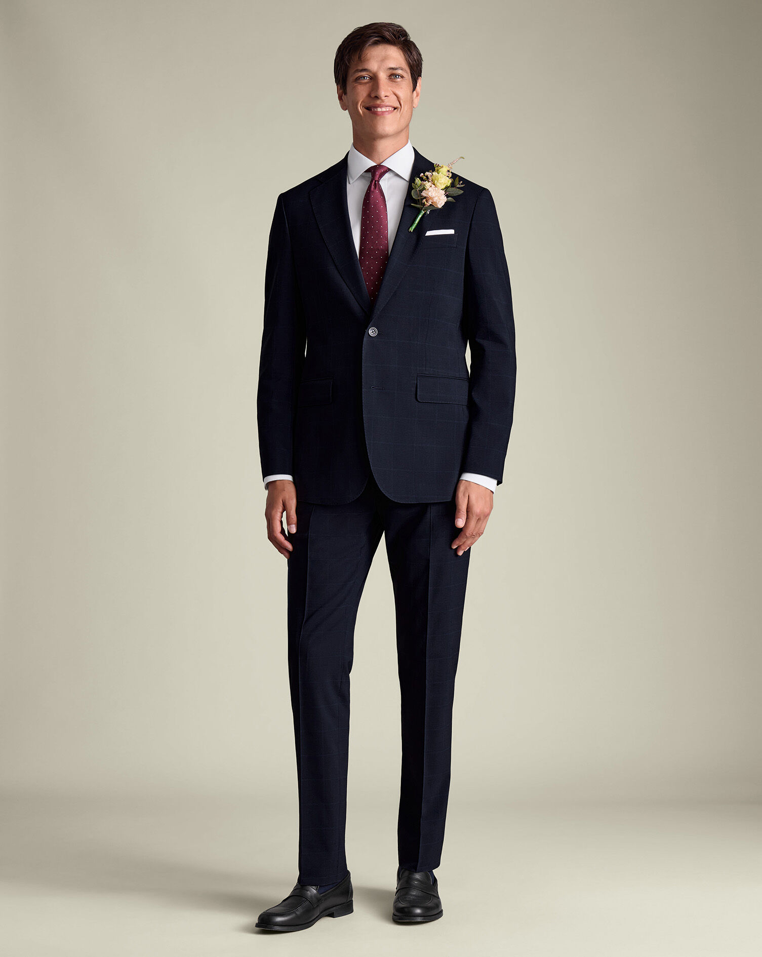 Windowpane Check Suit - Navy