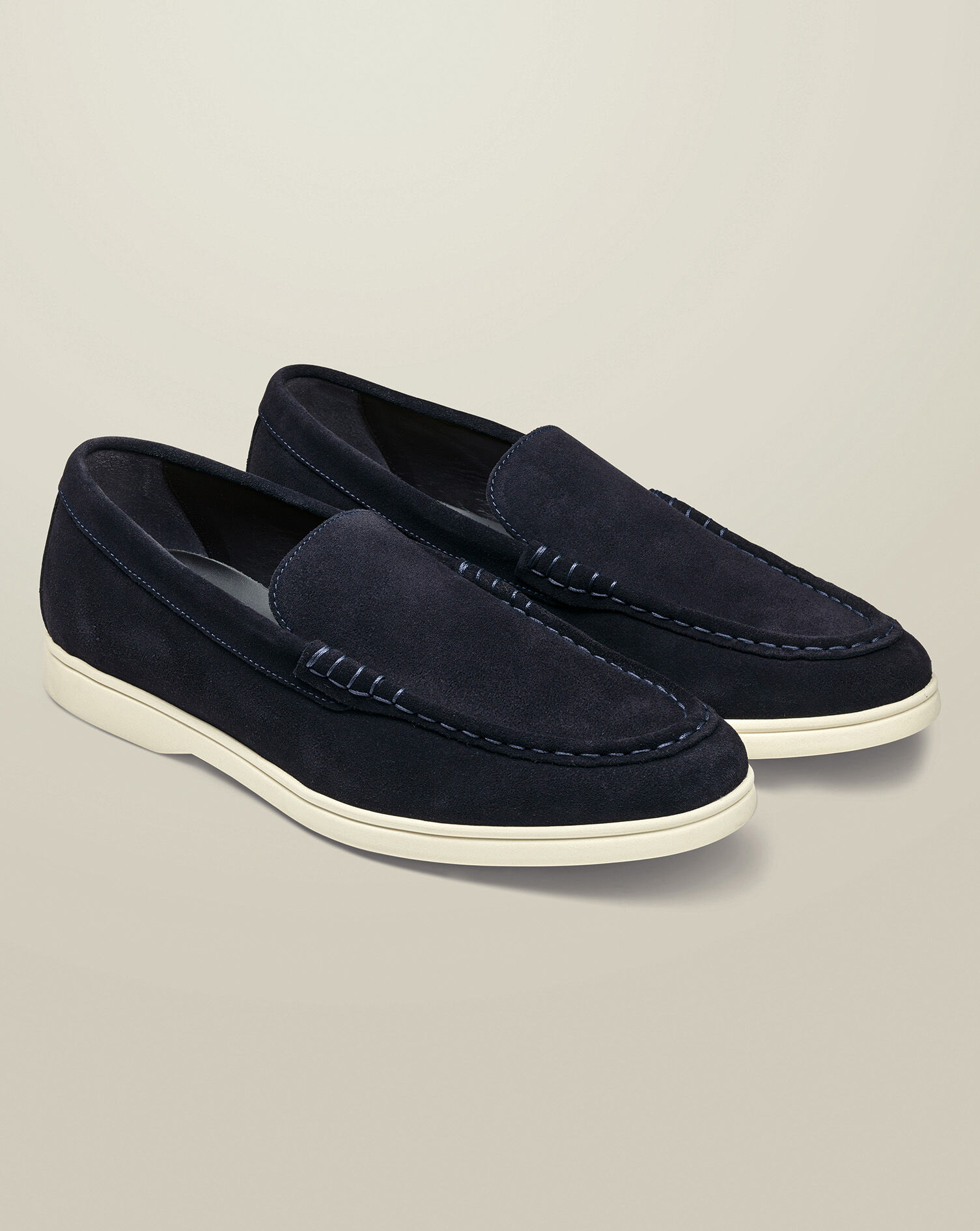 Suede Slip On Loafers - Navy