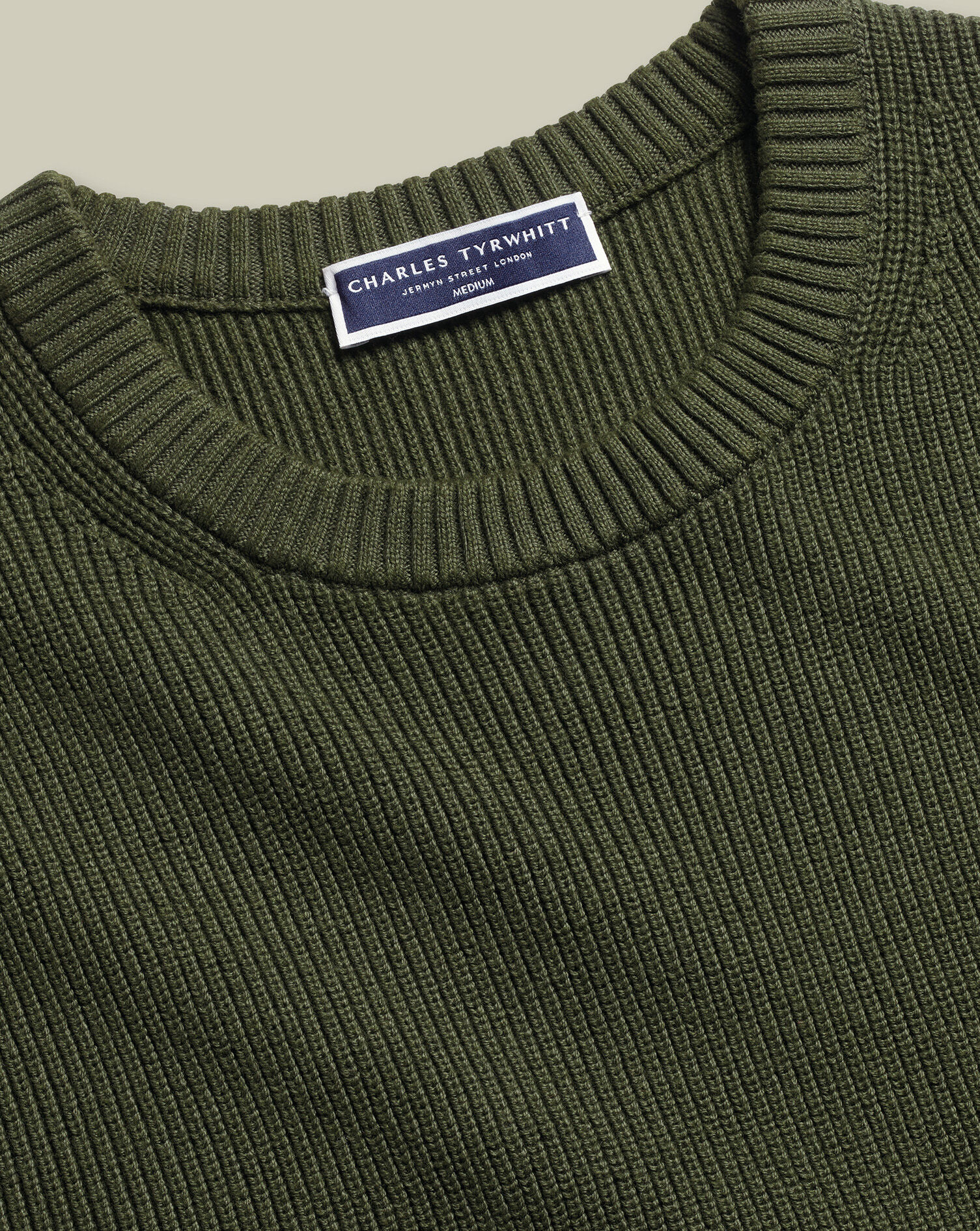 Cotton Rib Crew Neck Sweater - Olive