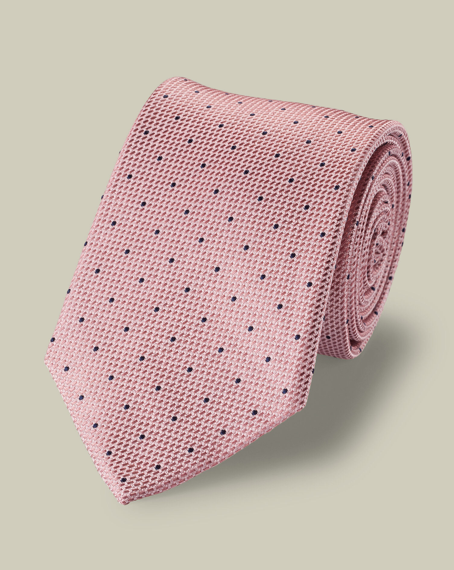 Stain Resistant Spot Silk Tie - Pink & Navy