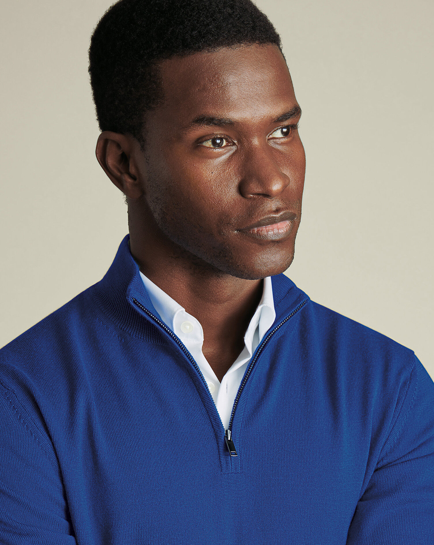 Merino Quarter Zip Sweater - Cobalt Blue