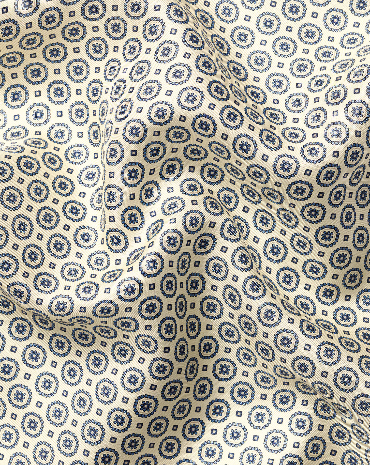 Medallion Silk Pocket Square - Cream