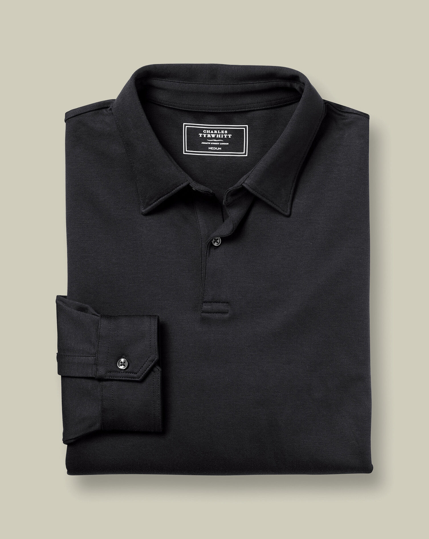 Long Sleeve Smart Jersey Polo - Black