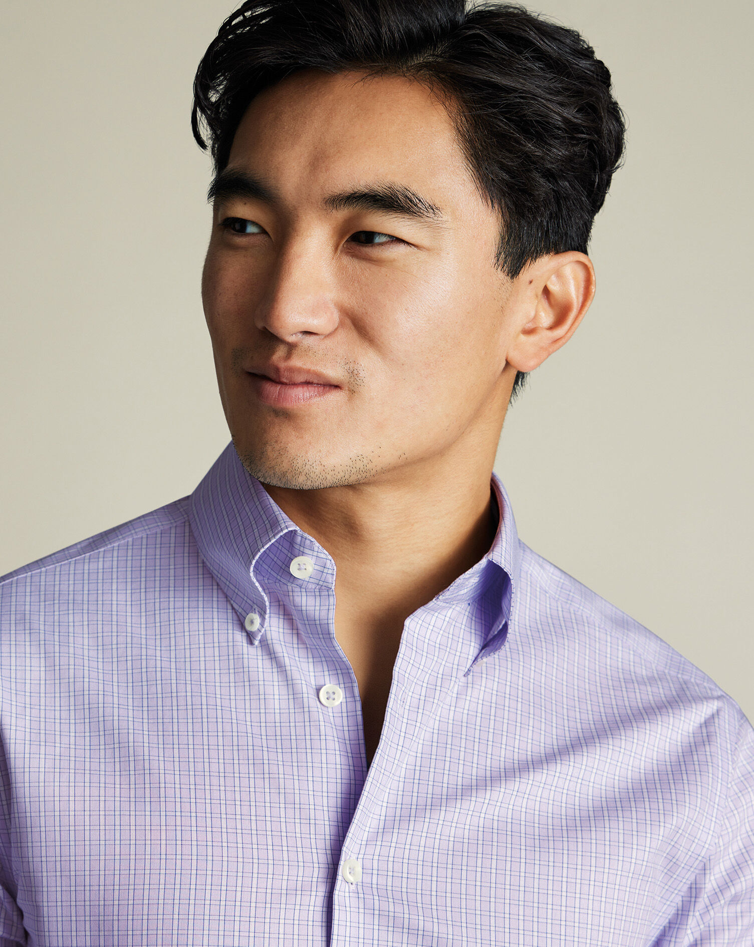 Button-Down Non-Iron Oxford Check Shirt - Lilac