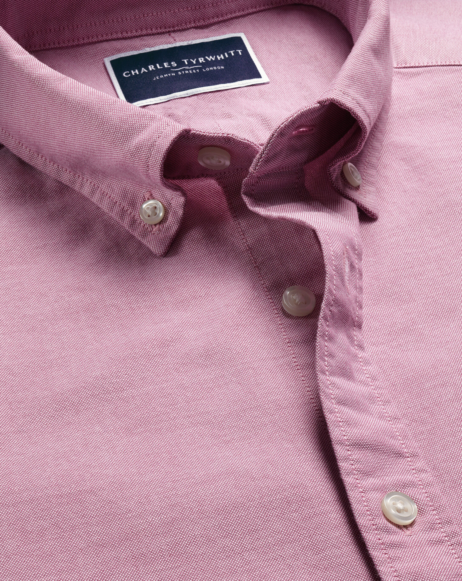 Stretch Washed Oxford Shirt - Dark Pink