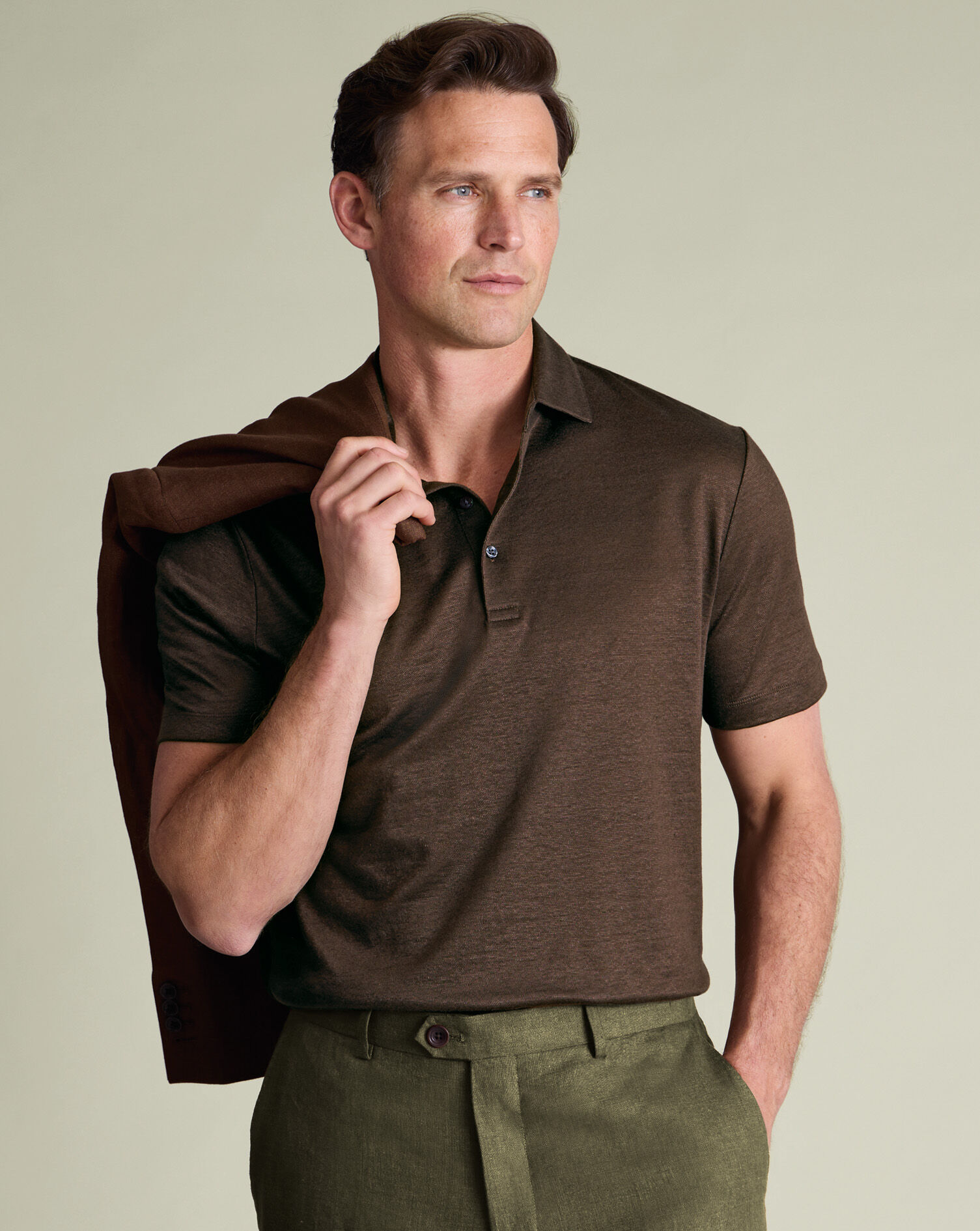 Linen Polo - Chocolate Brown