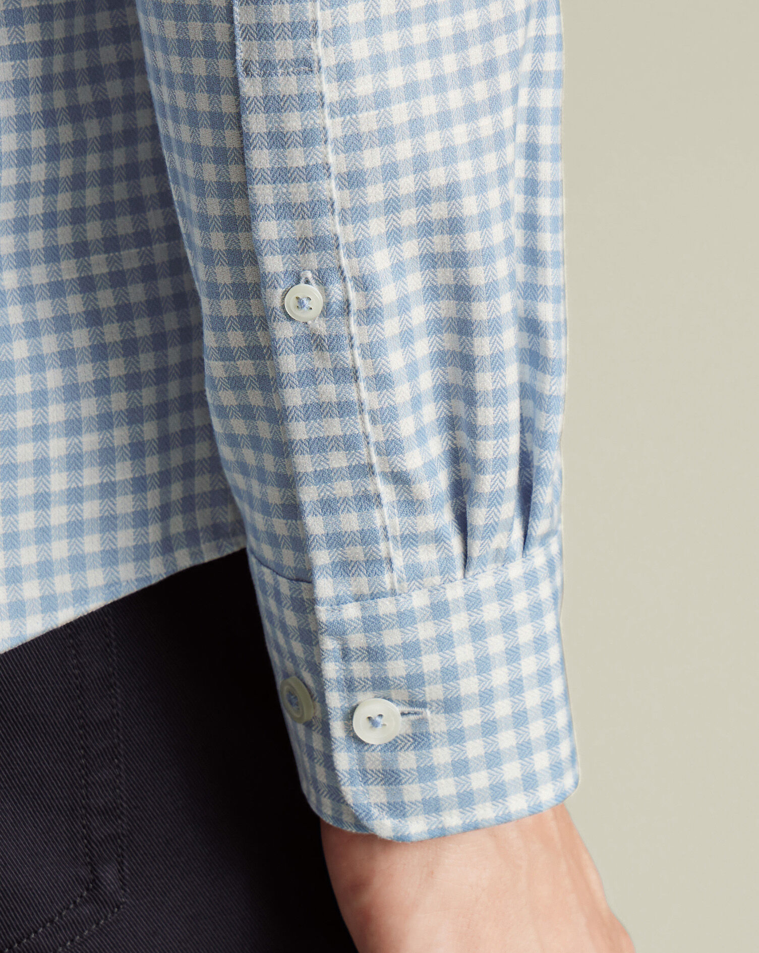 Non-Iron Twill Gingham Shirt - Light Blue