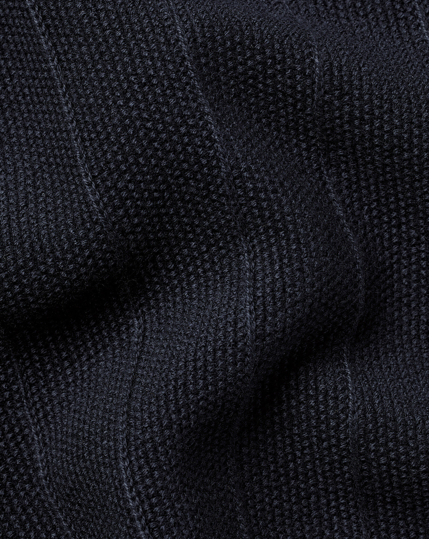 Cotton Textured Knitted Polo - Navy