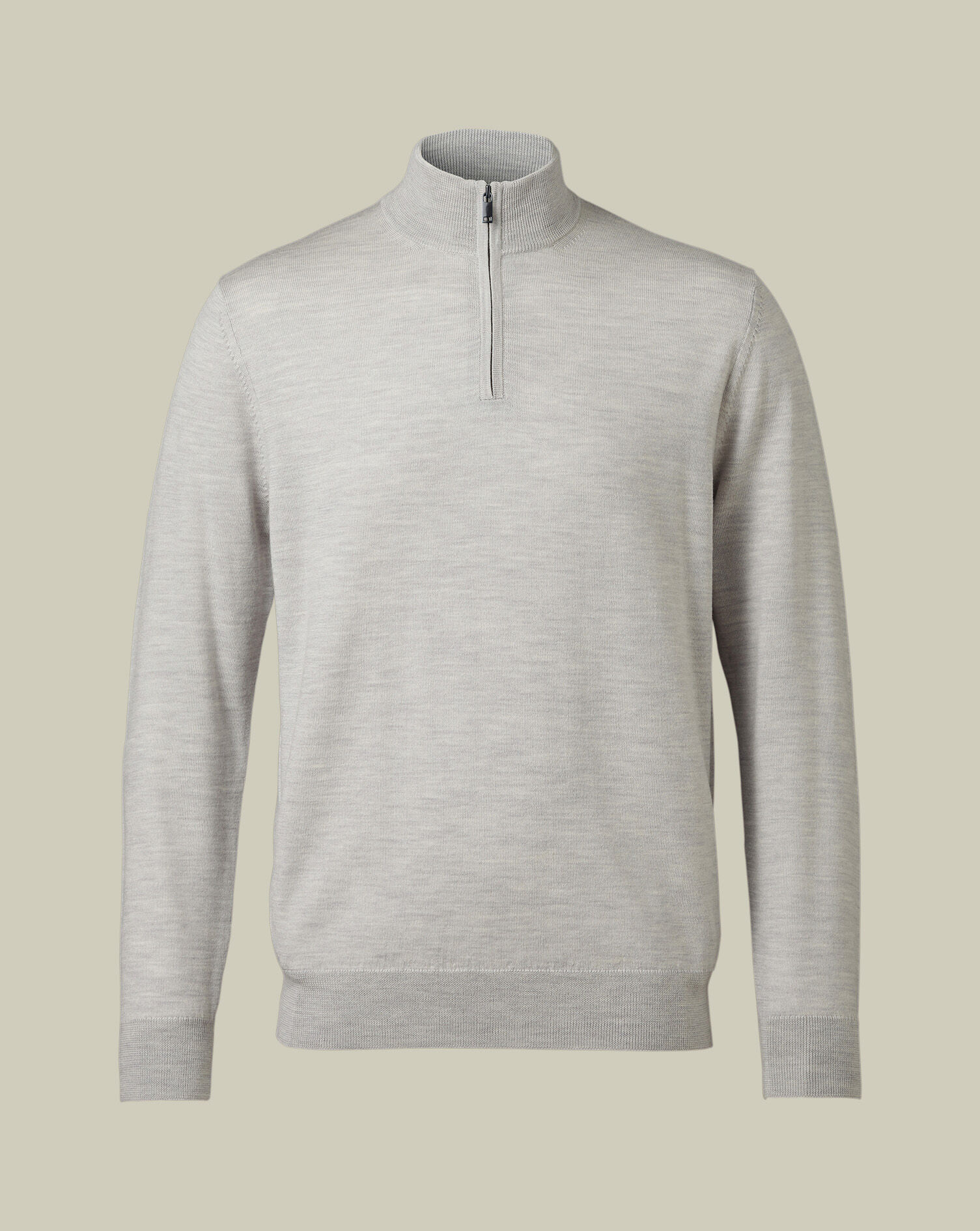 Merino Quarter Zip Sweater - Silver