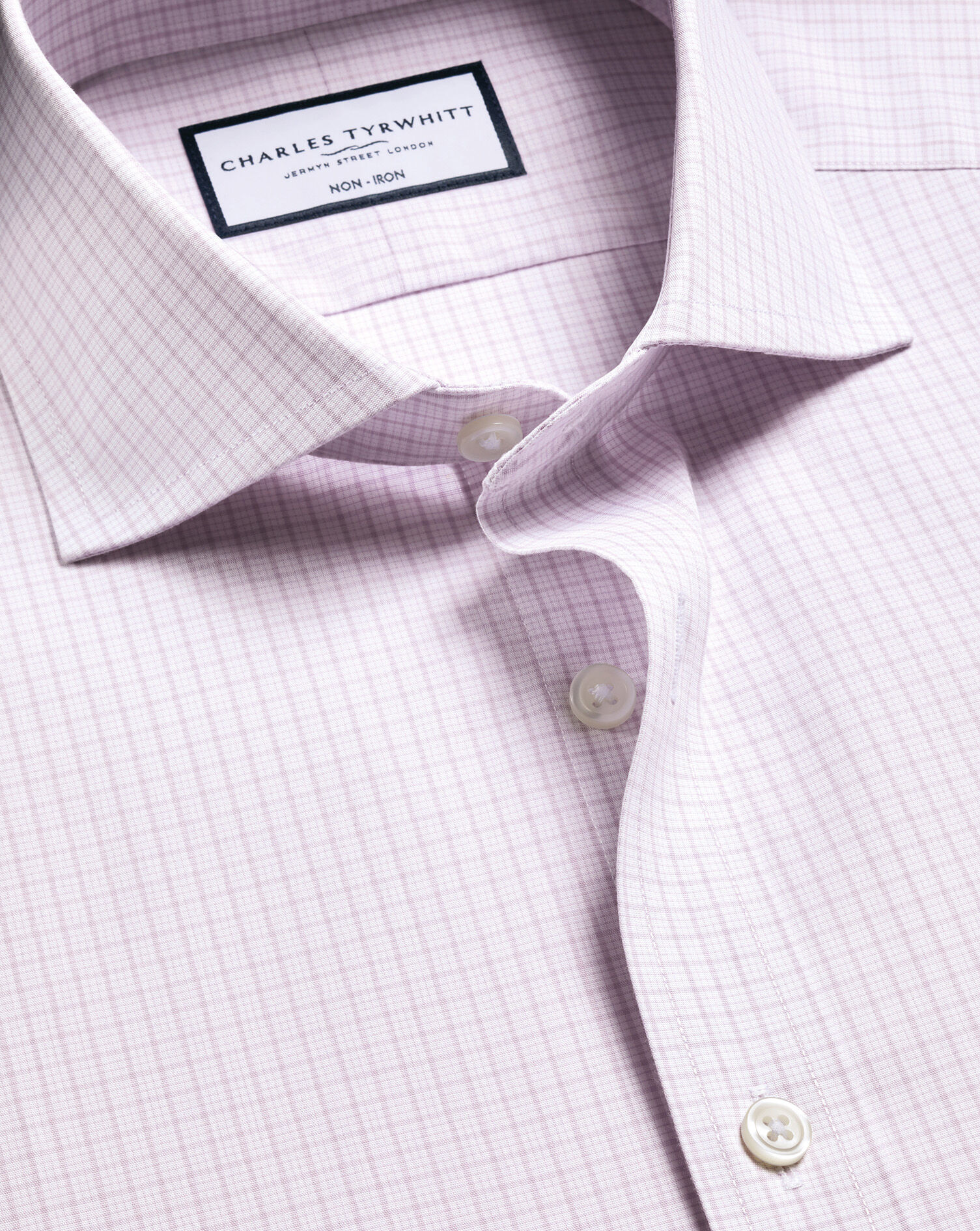 Non-Iron Poplin Check Shirt - Lilac