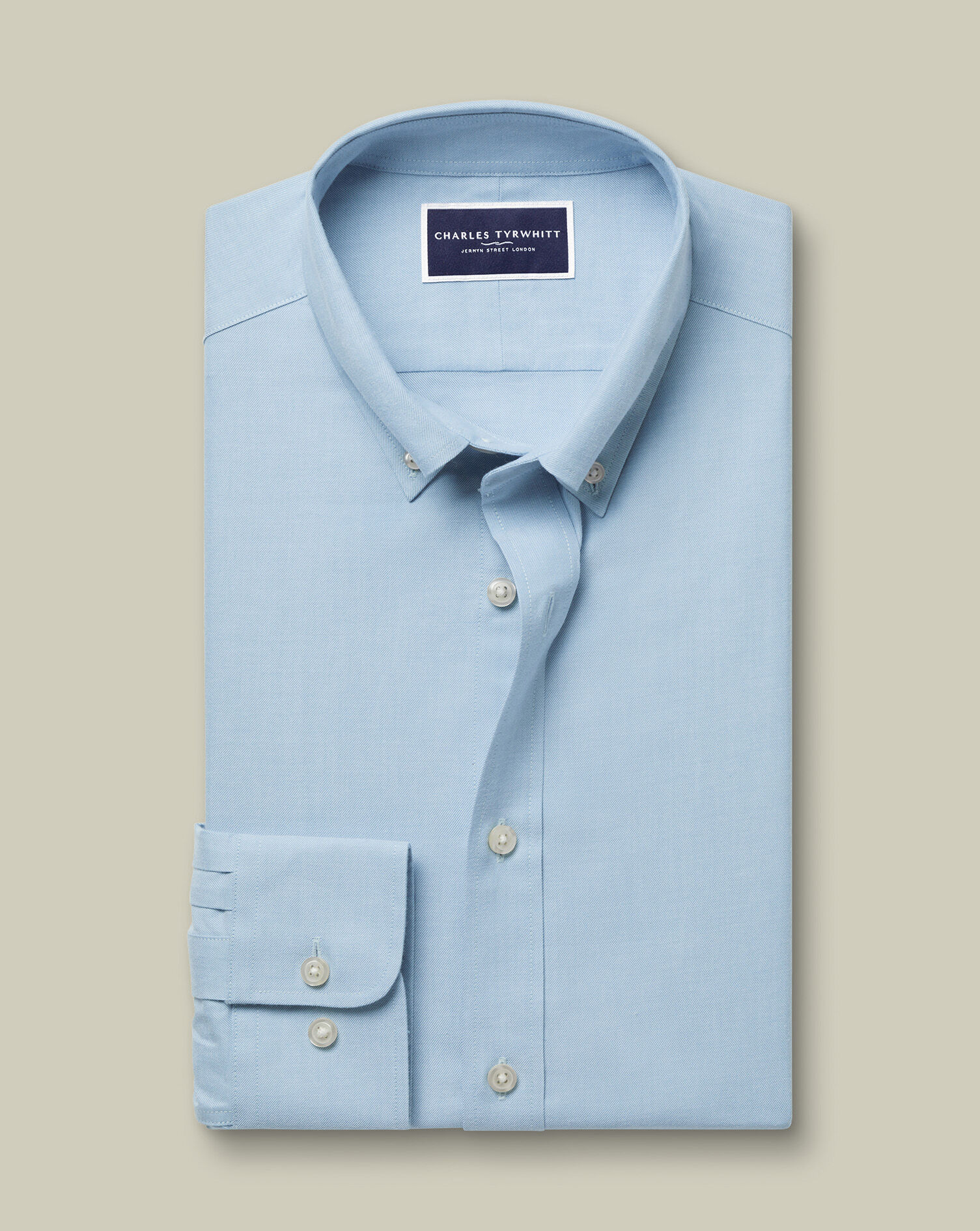 Brushed Cotton Twill Shirt - Light Blue
