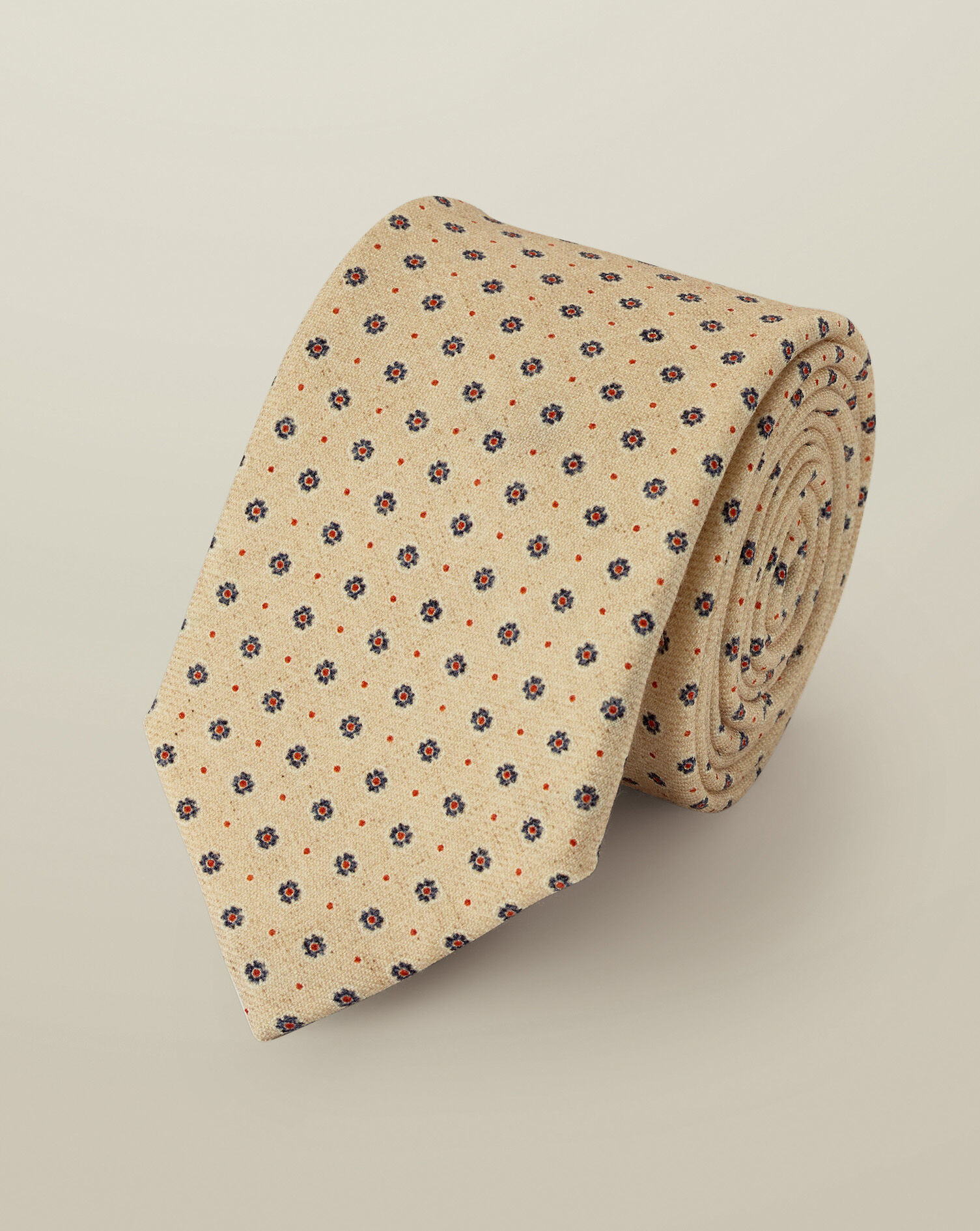 Wool Geo Print Tie - Sand