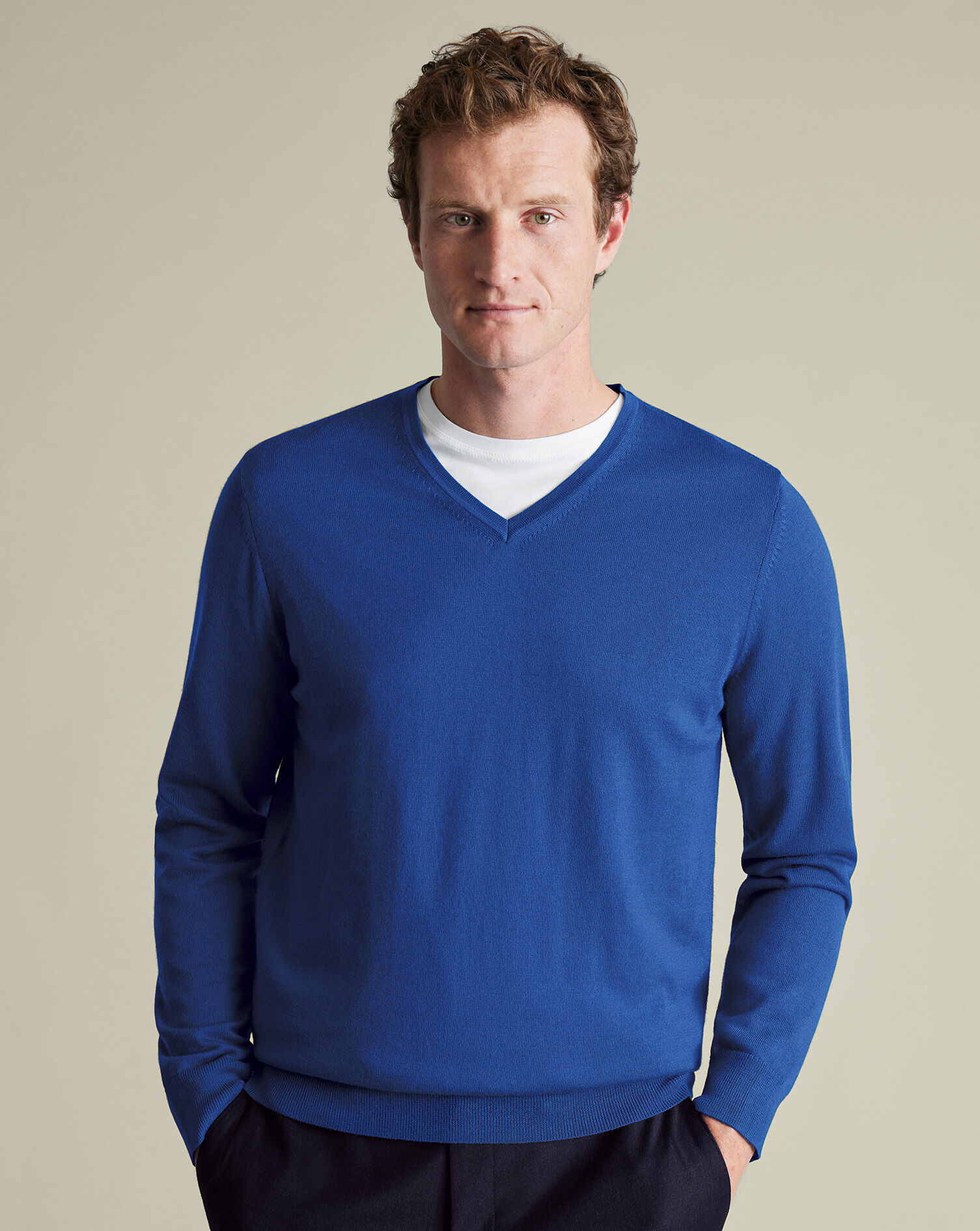 Merino V-Neck Sweater - Cobalt Blue
