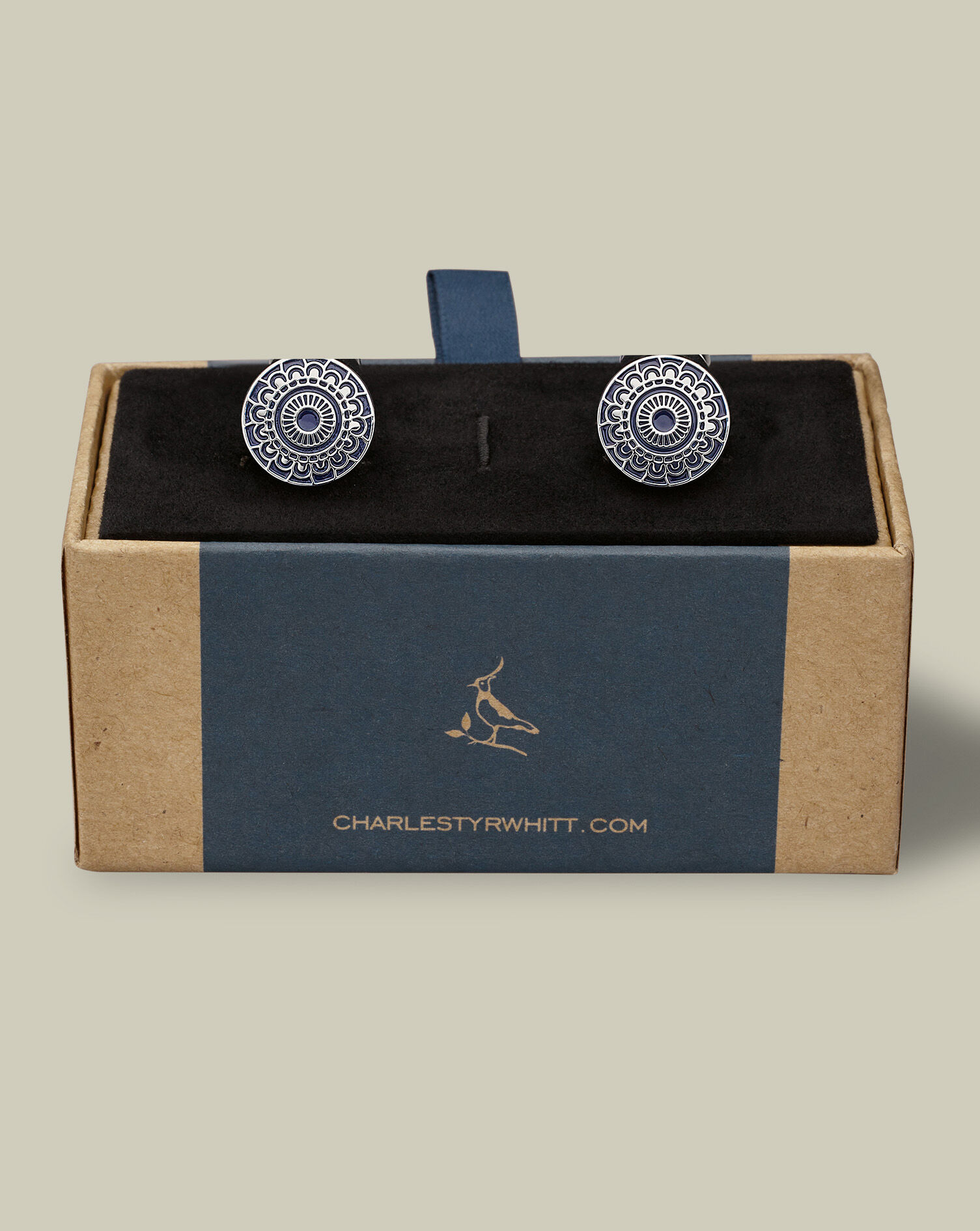 Enamel Patterned Cufflinks - Navy