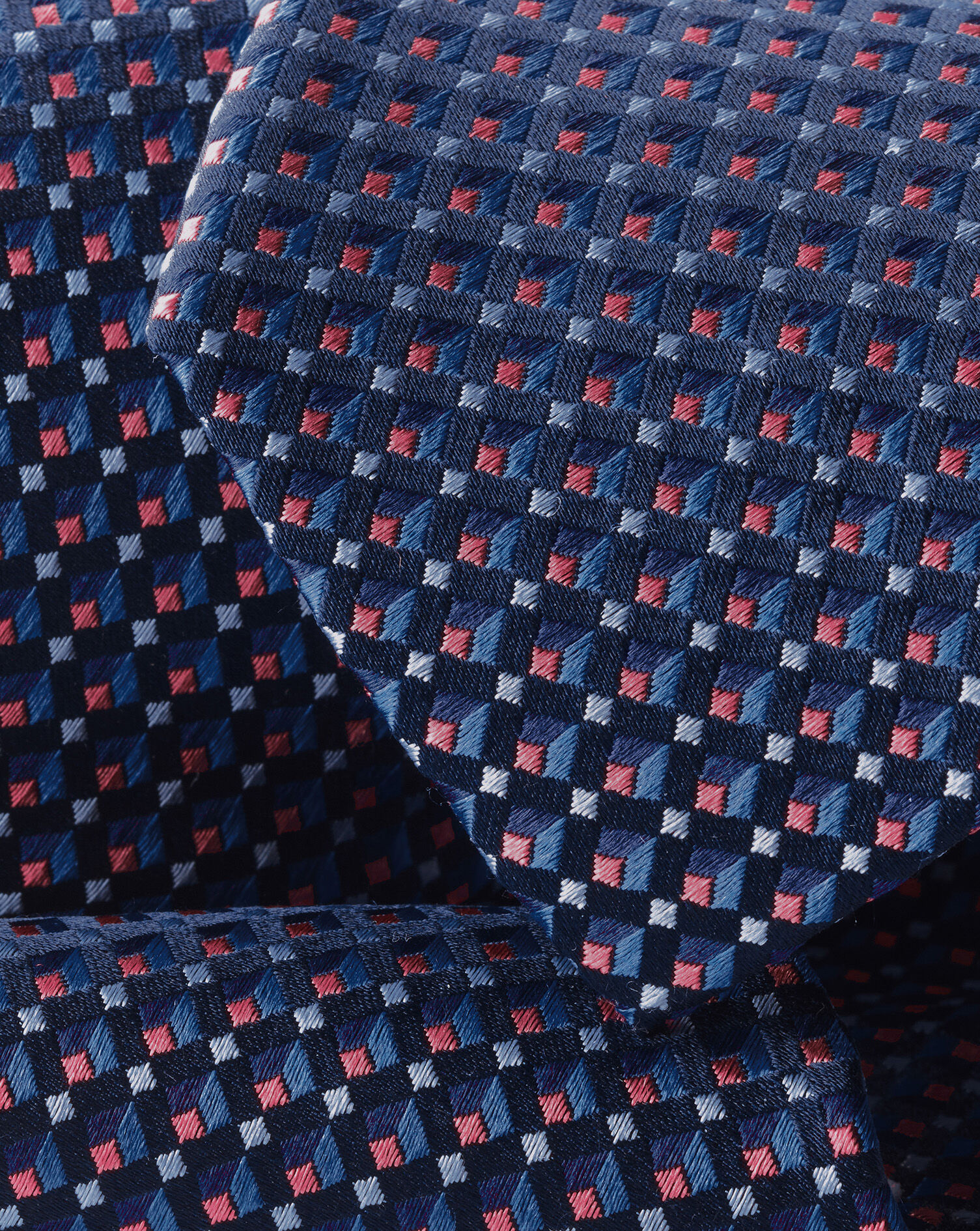 Silk Pattern Tie - Navy & Pink