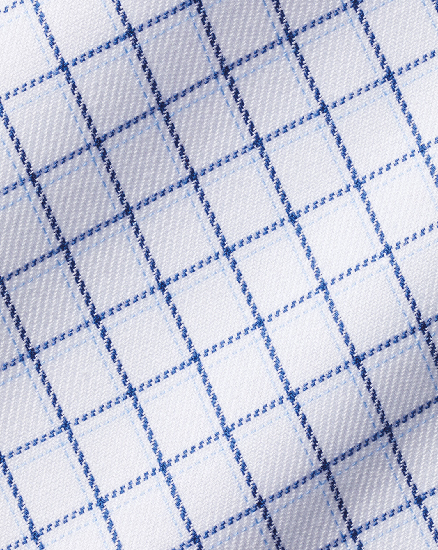 Spread Collar Non-Iron Twill Twin Check Shirt- Royal Blue