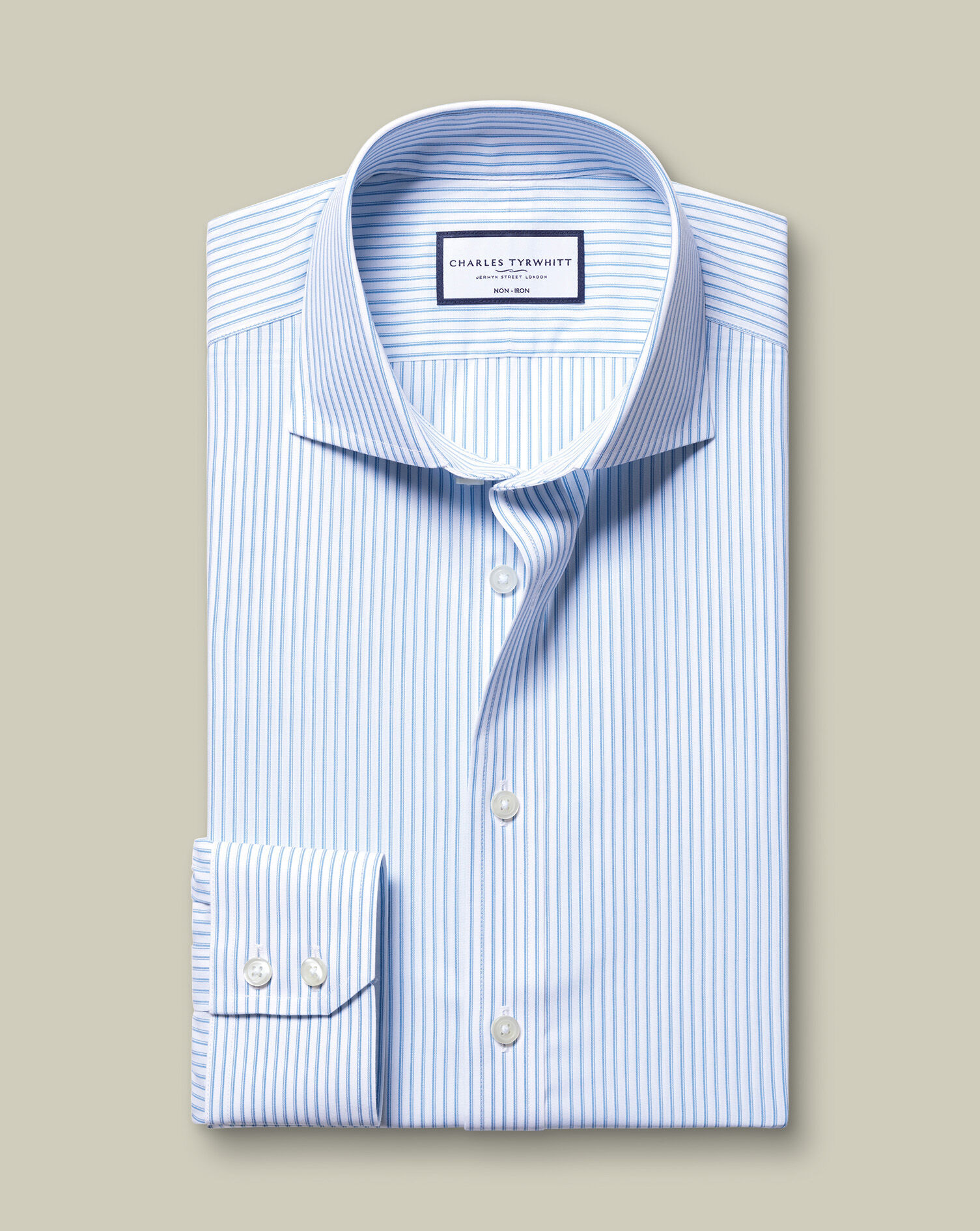 Non-Iron Poplin Stripe Shirt - Ocean Blue
