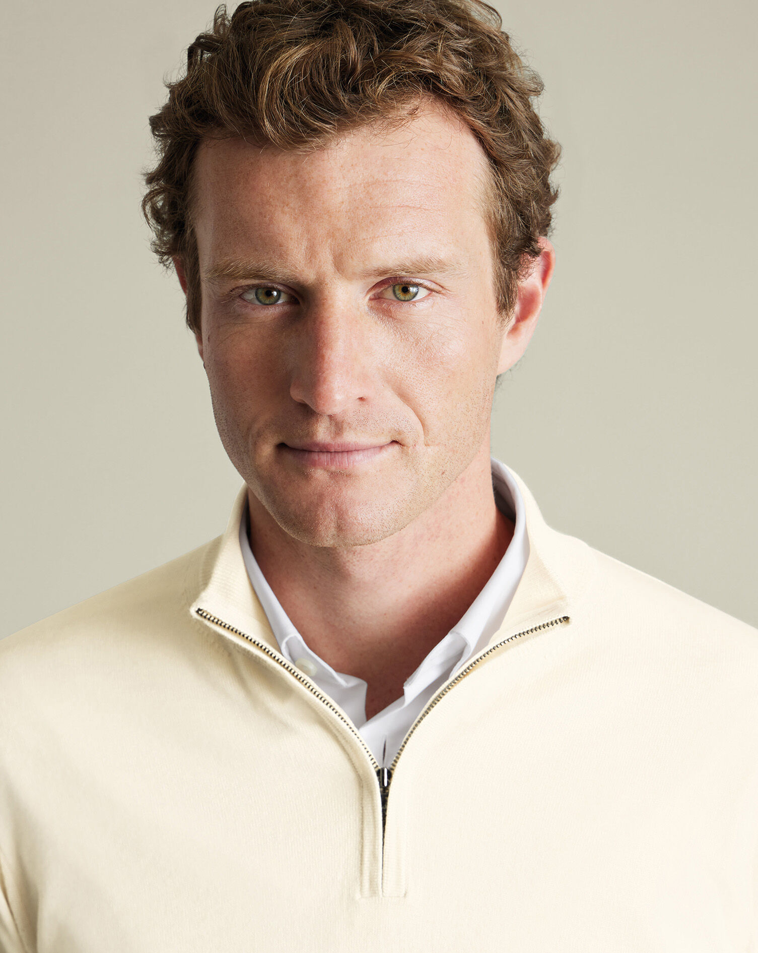 Merino Quarter Zip Sweater - Cream