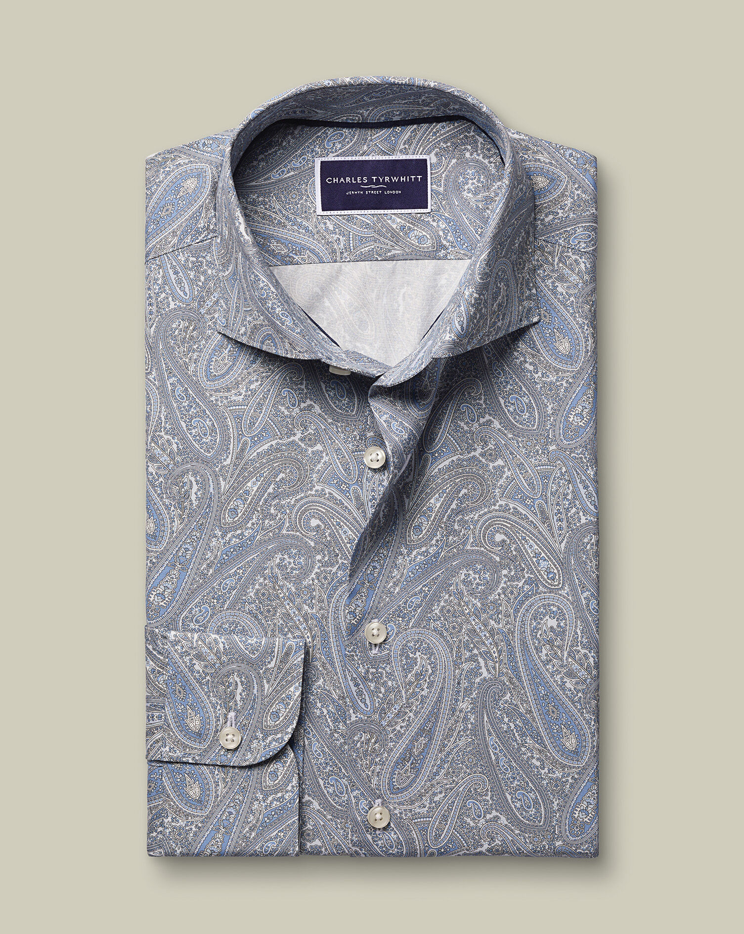 Made with Liberty Fabric Paisley Shirt - Mid Blue
