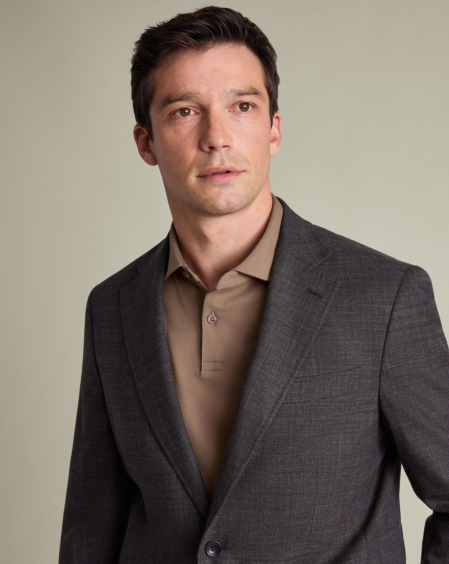 Long Sleeve Smart Pique Polo - Camel